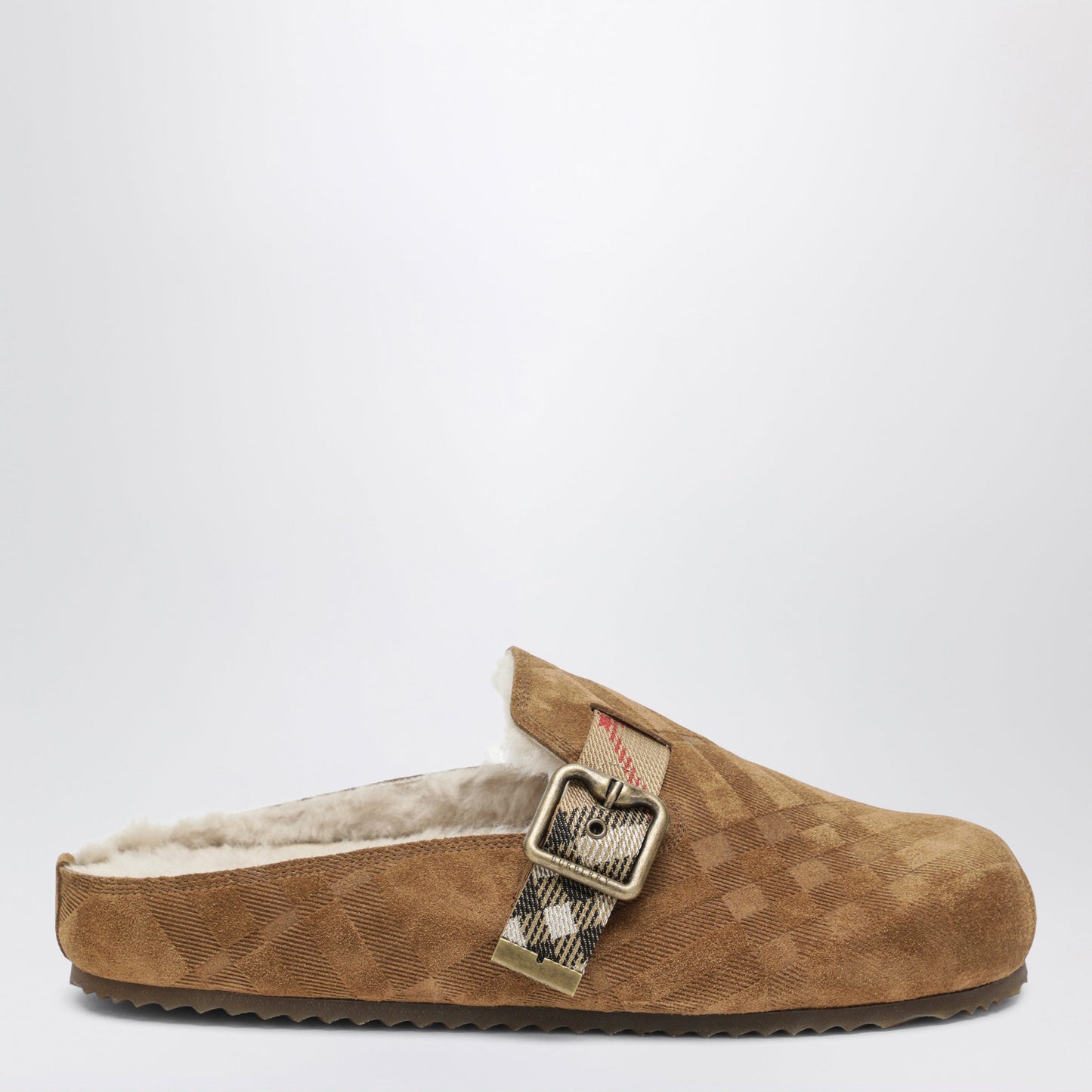 Burberry Urchin Clog In Shearling Check Jute Women BURBERRY