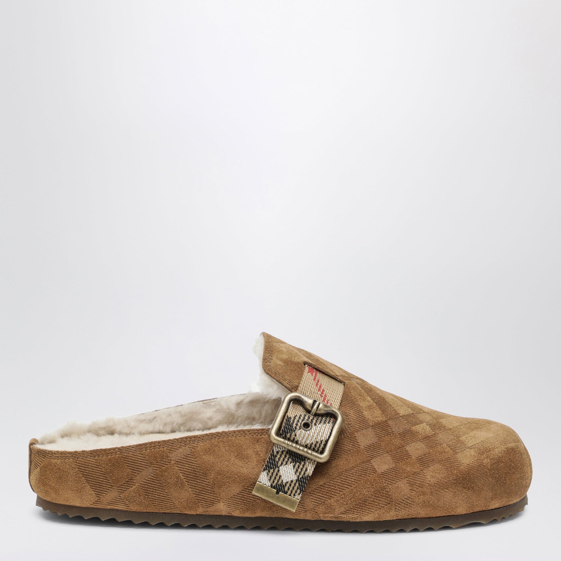 Burberry Urchin Clog In Shearling Check Jute Women BURBERRY