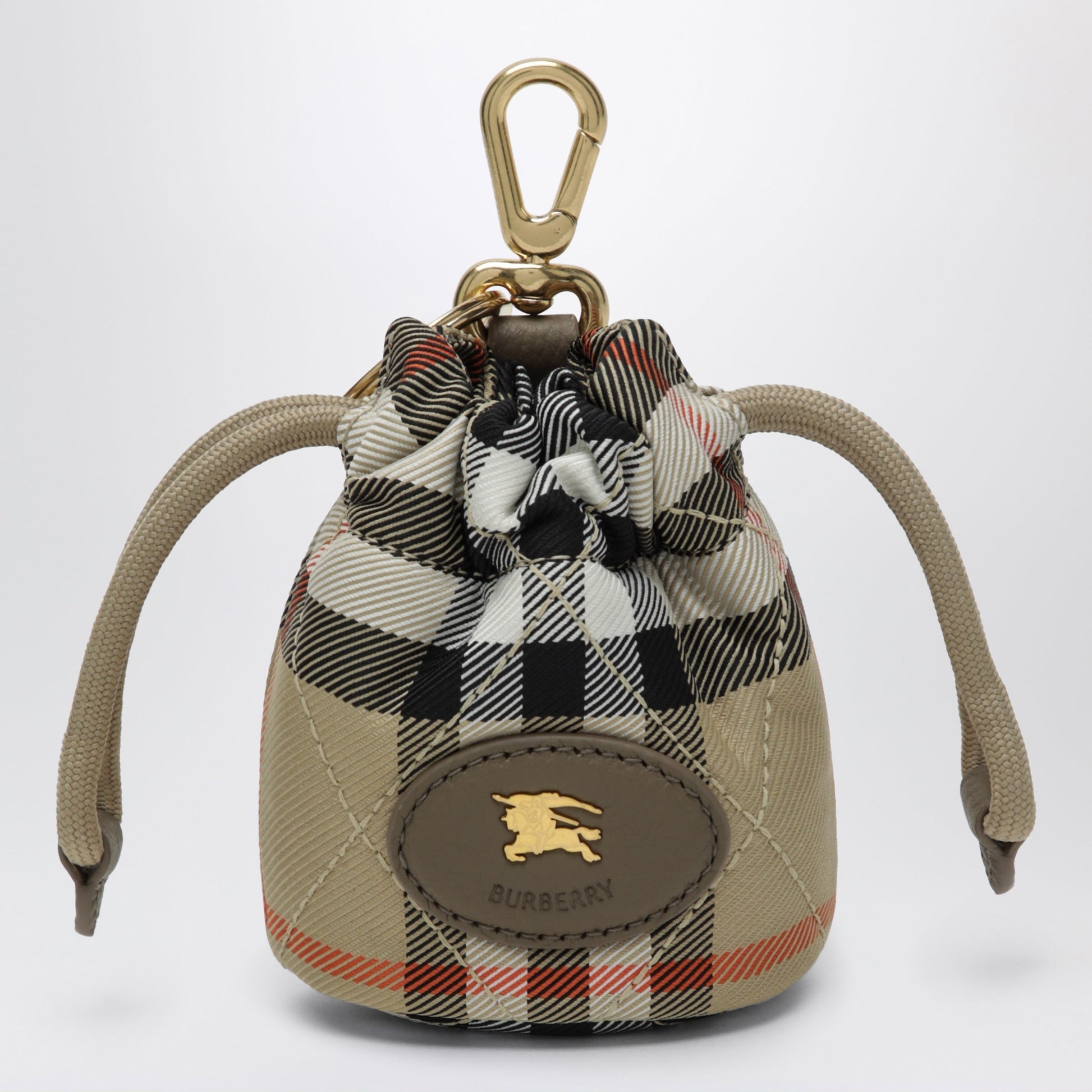 Burberry Horseshoe Bag Charm In Sand Check Women BURBERRY