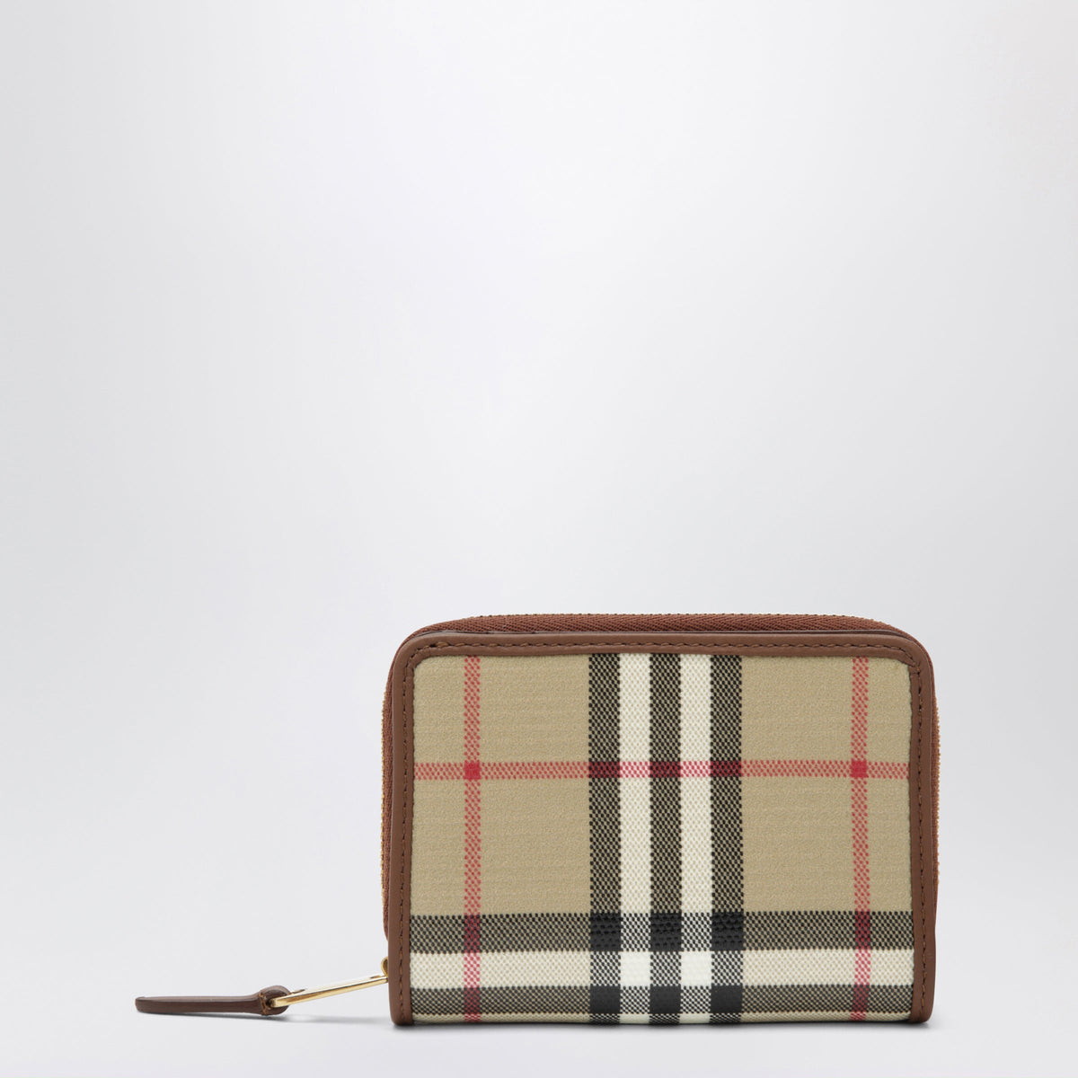 Burberry Small Beige Zip Wallet With Check Pattern Women BURBERRY