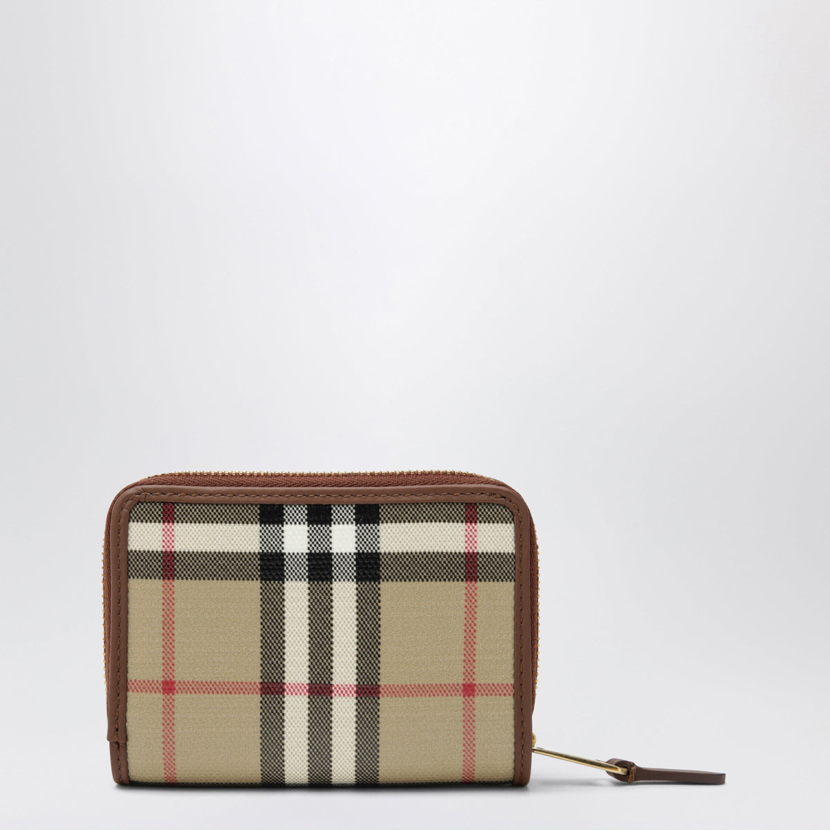 Burberry Small Beige Zip Wallet With Check Pattern Women BURBERRY