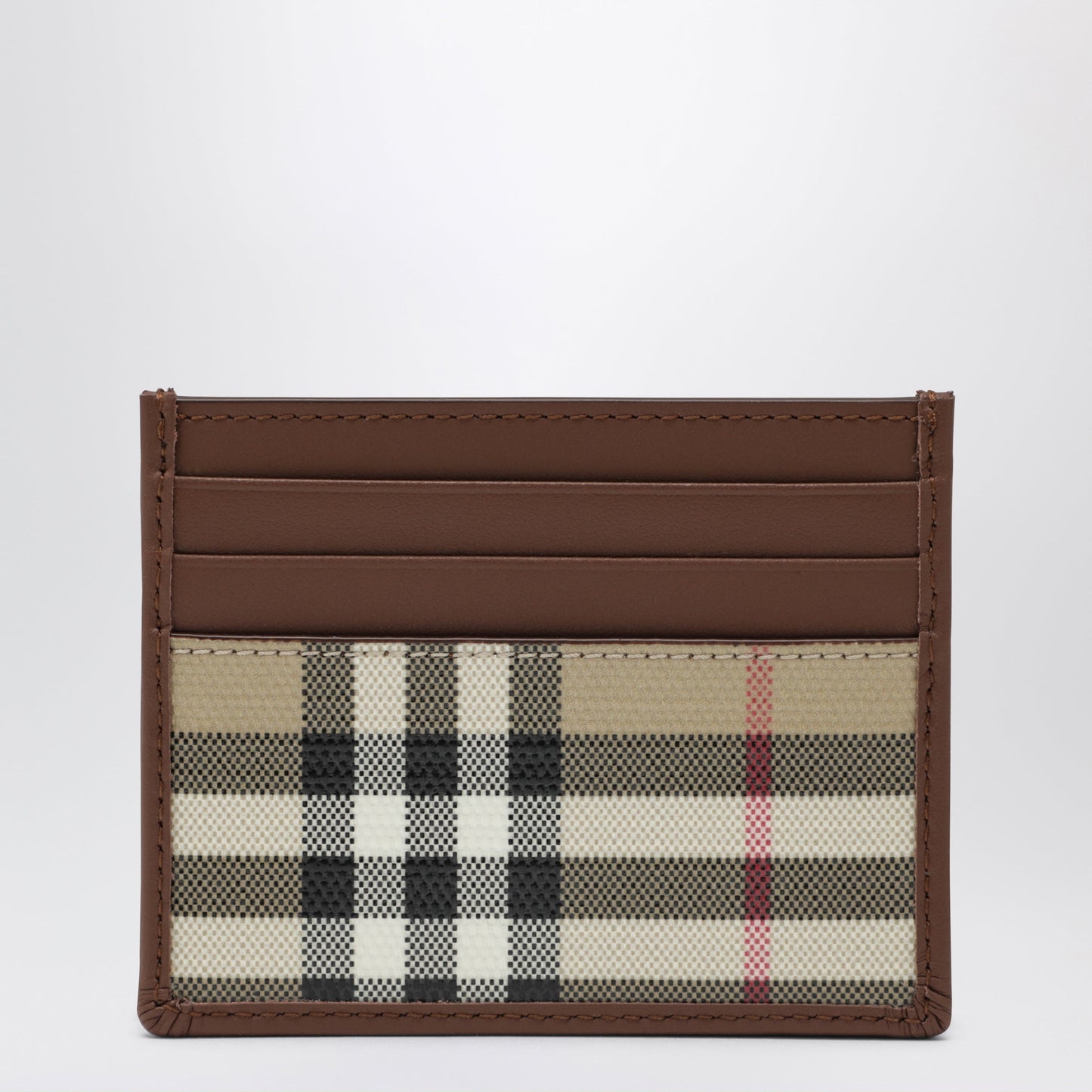 Burberry Check Credit Card Holder In Coated Cotton, Beige Men BURBERRY