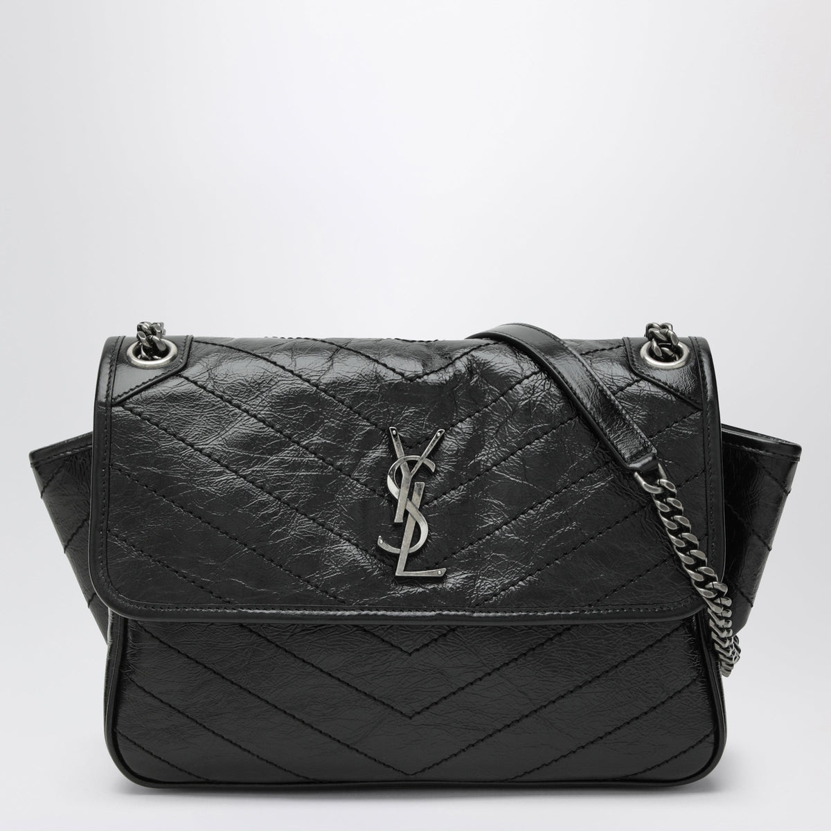 Saint Laurent Niki Tripouch Black Leather Shoulder Bag Women SAINT LAURENT