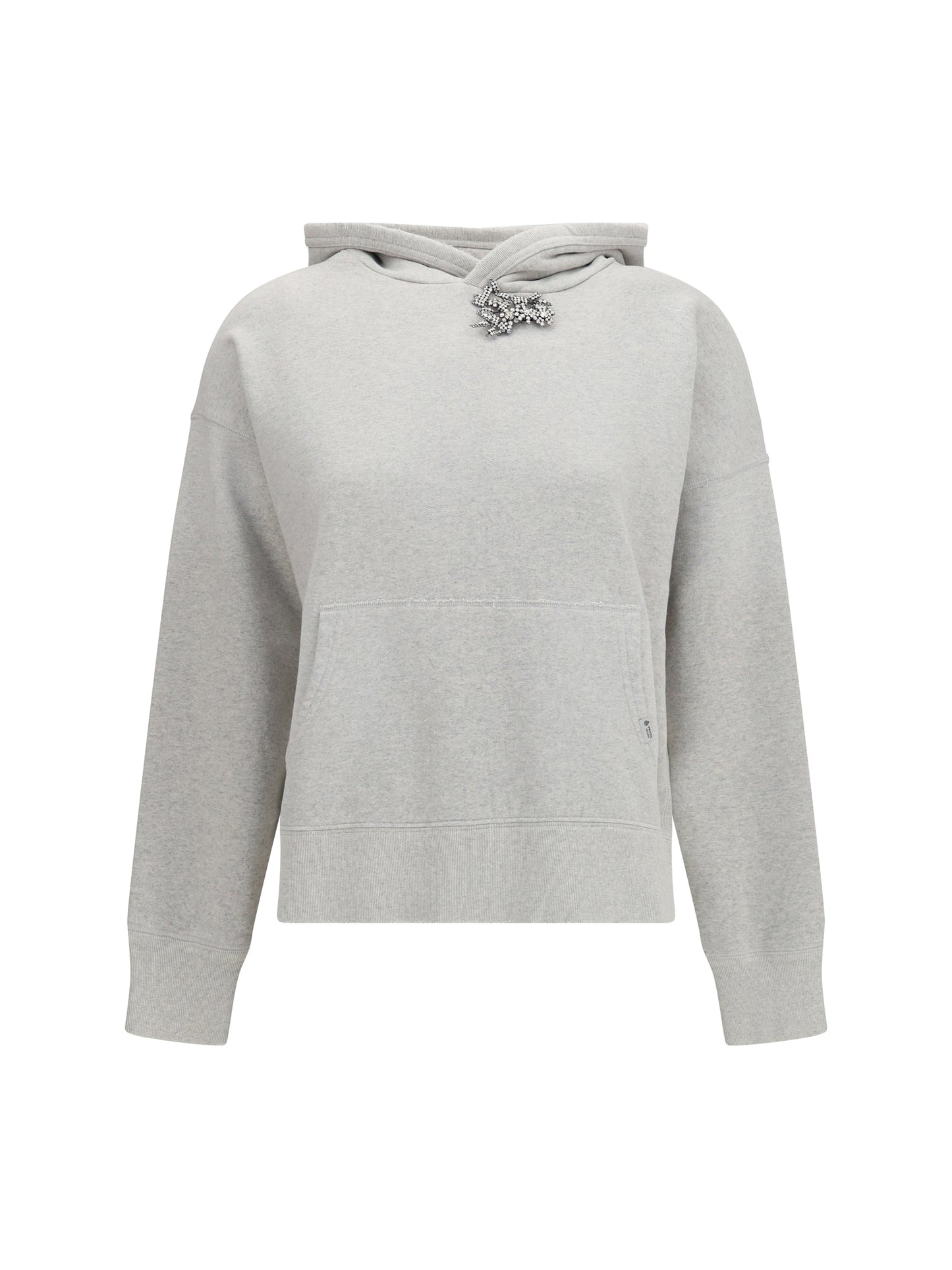 Prada Women Cotton Fleece Hoodie With Jewel Brooch PRADA