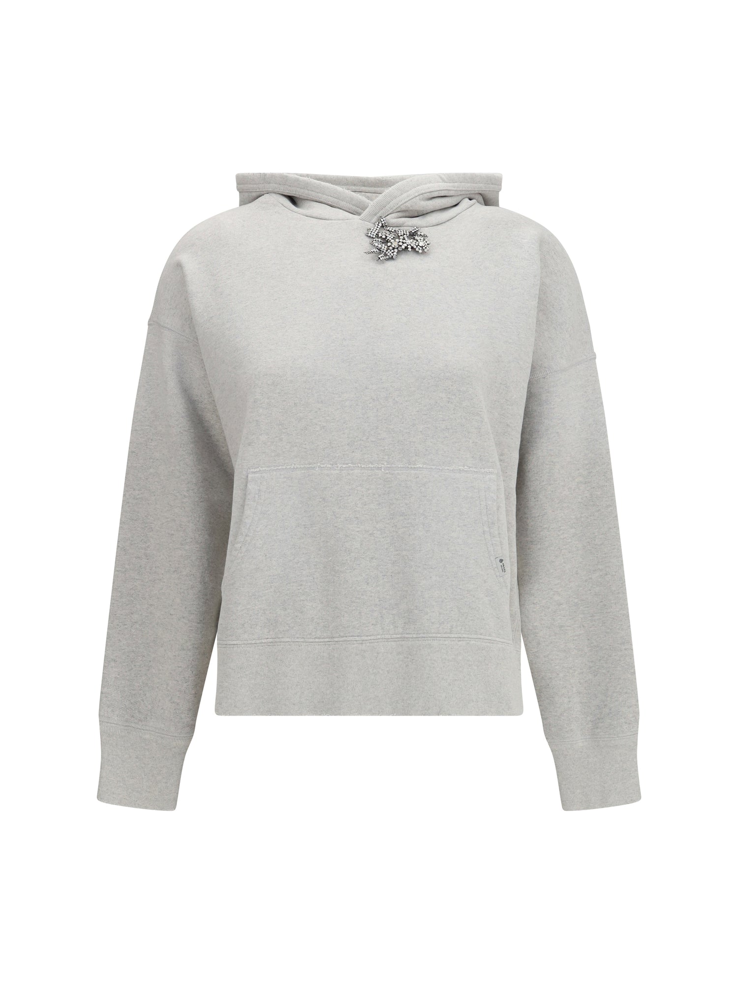 Prada Women Cotton Fleece Hoodie With Jewel Brooch PRADA