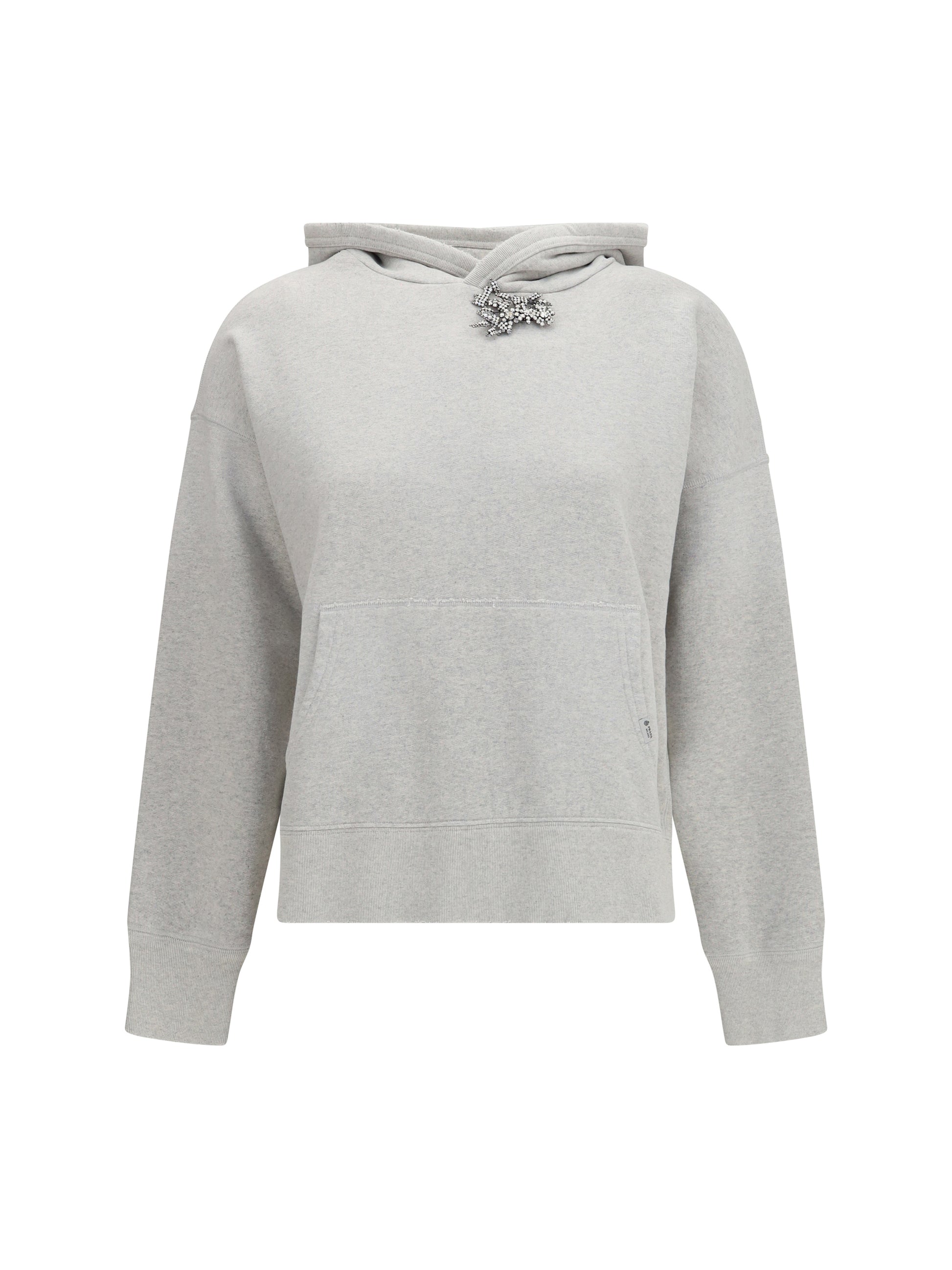 Prada Women Cotton Fleece Hoodie With Jewel Brooch PRADA