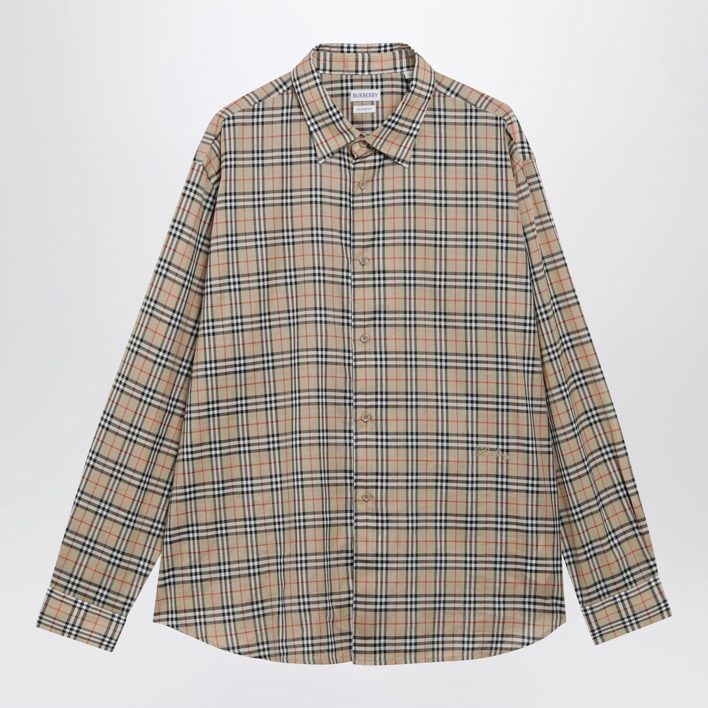 Burberry Beige Check Cotton Shirt Men BURBERRY