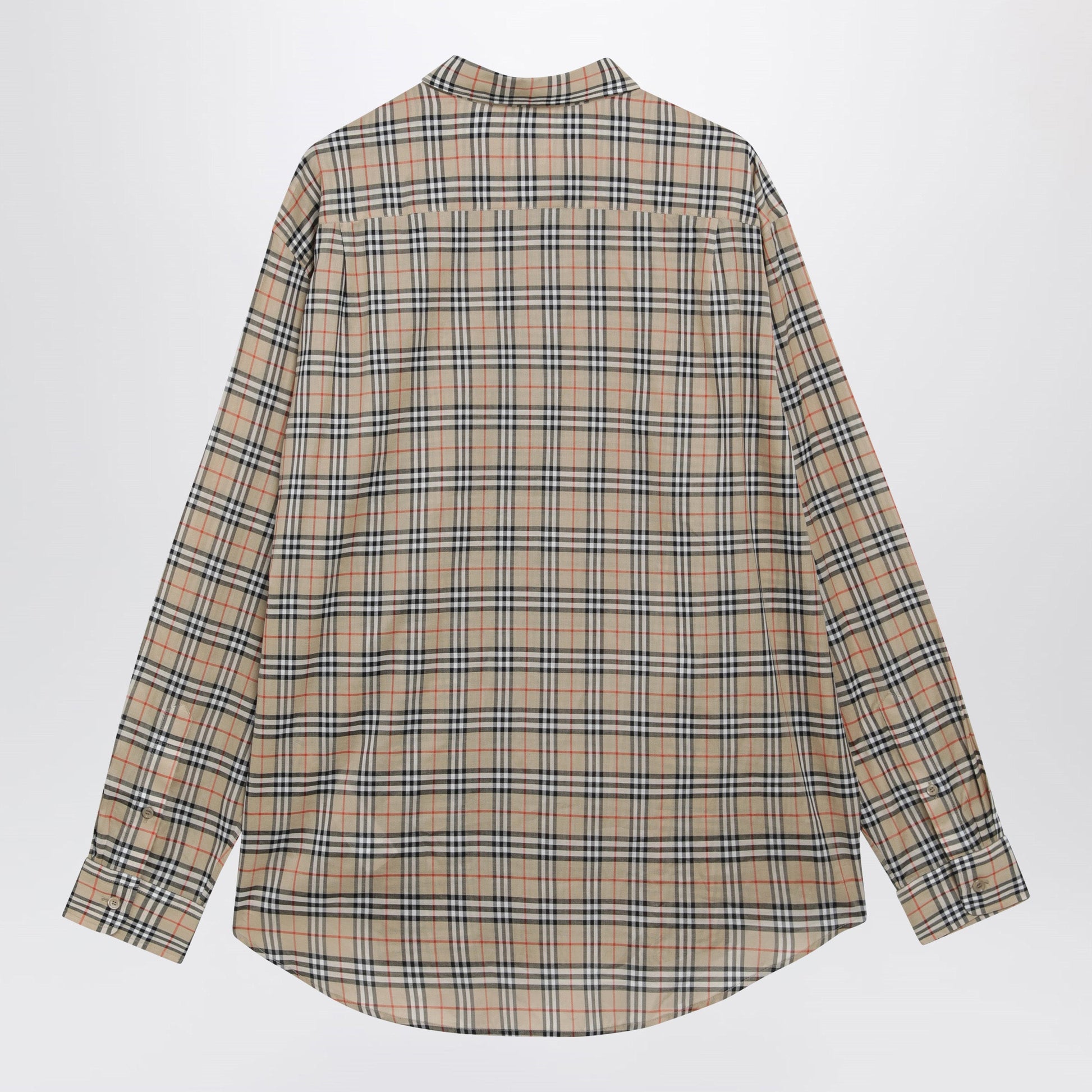 Burberry Beige Check Cotton Shirt Men BURBERRY