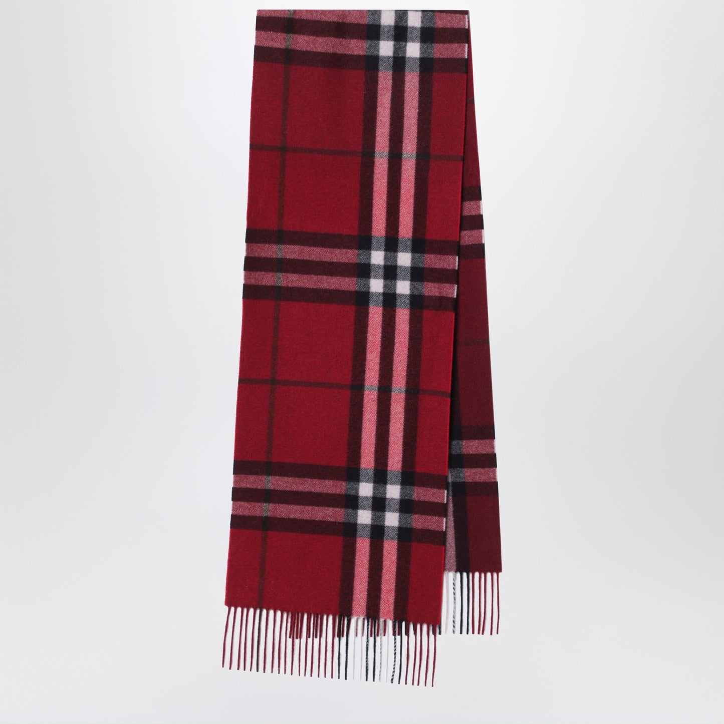 Burberry Red Cashmere Scarf With Faded Check Pattern Men BURBERRY