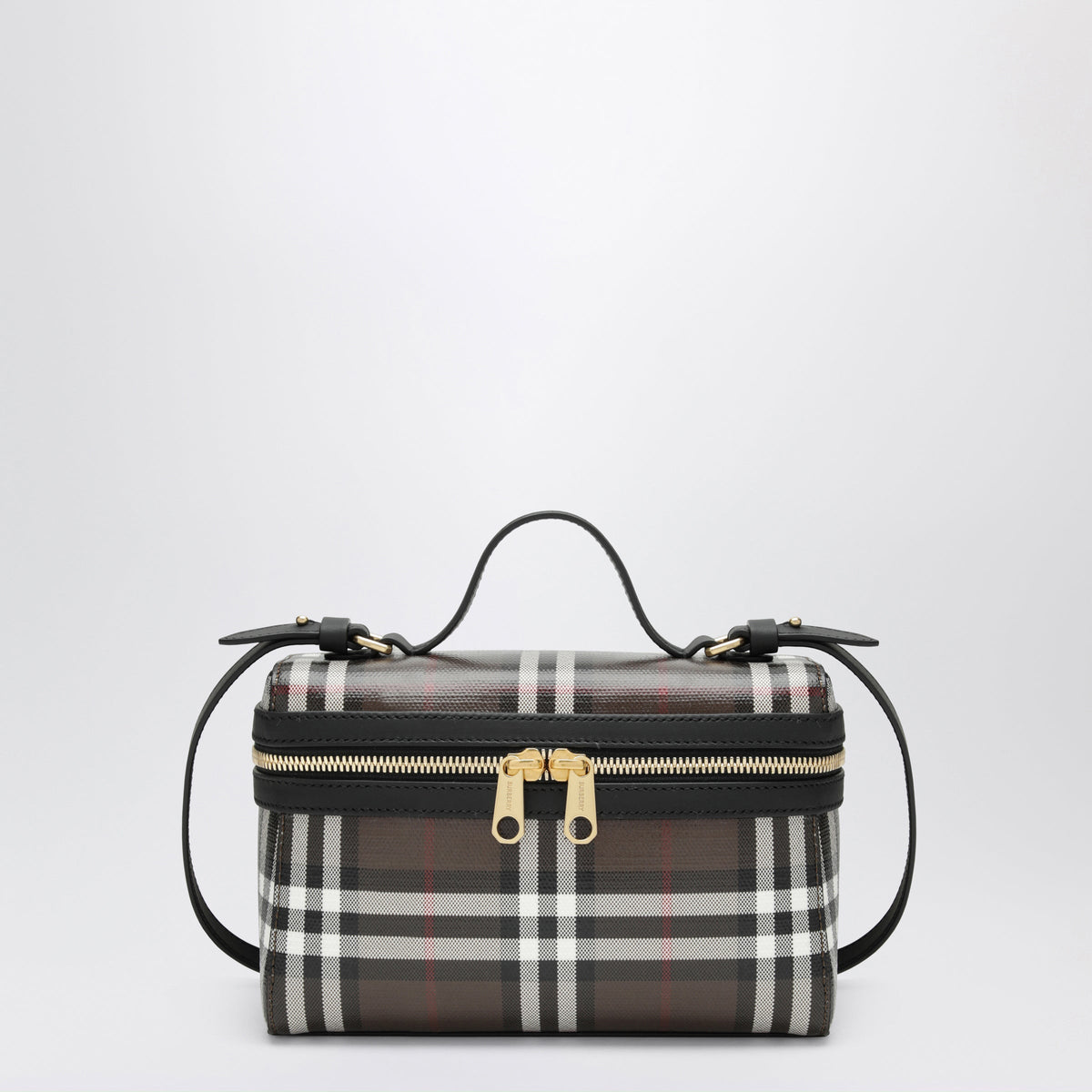 Burberry Brown Vanity Check Bag In Coated Cotton Women BURBERRY