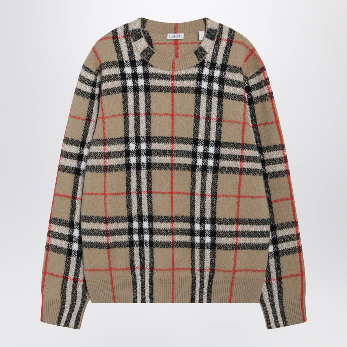 Burberry Sand Beige Cashmere Check Sweater Men BURBERRY