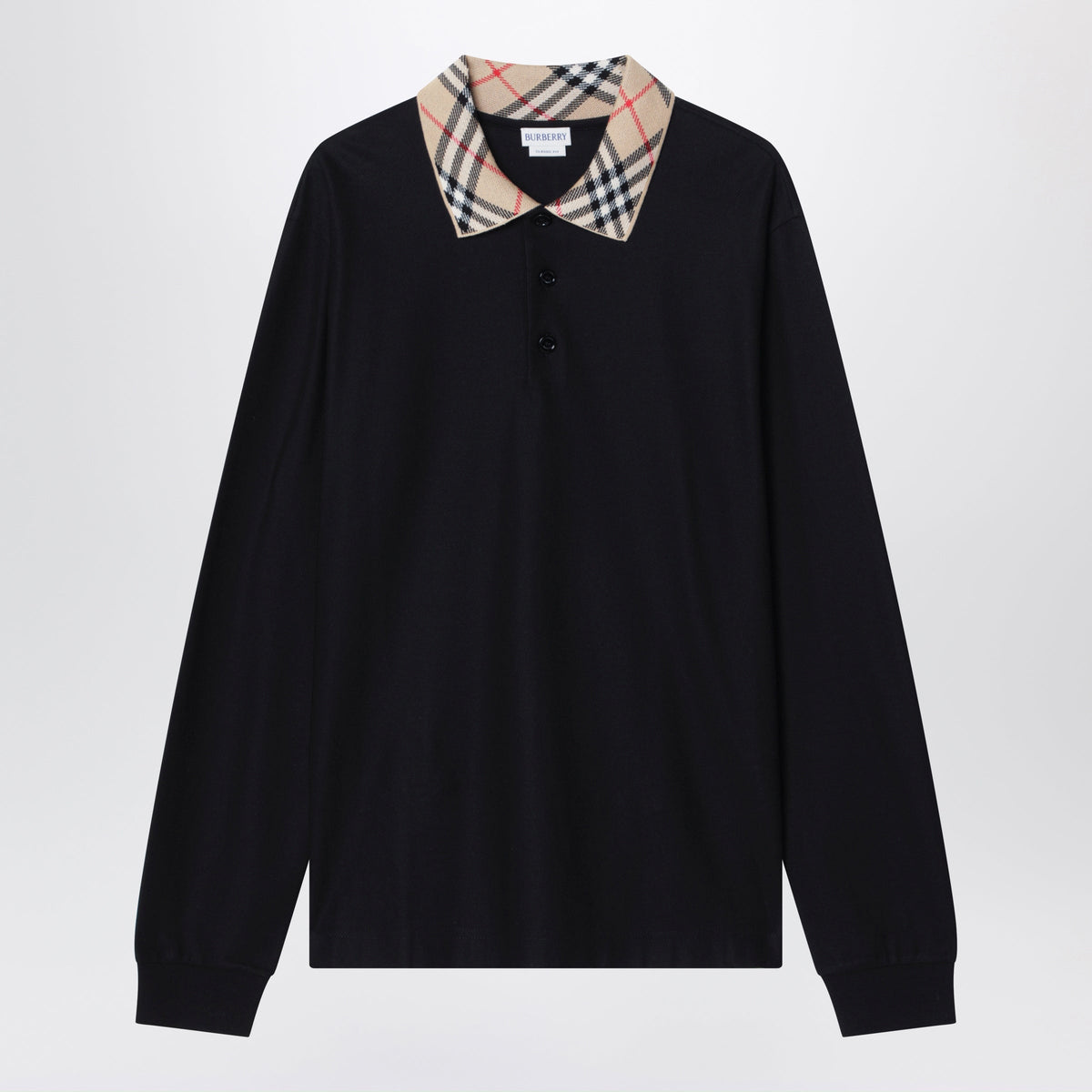 Burberry Black Long-Sleeved Cotton Polo Shirt Men BURBERRY