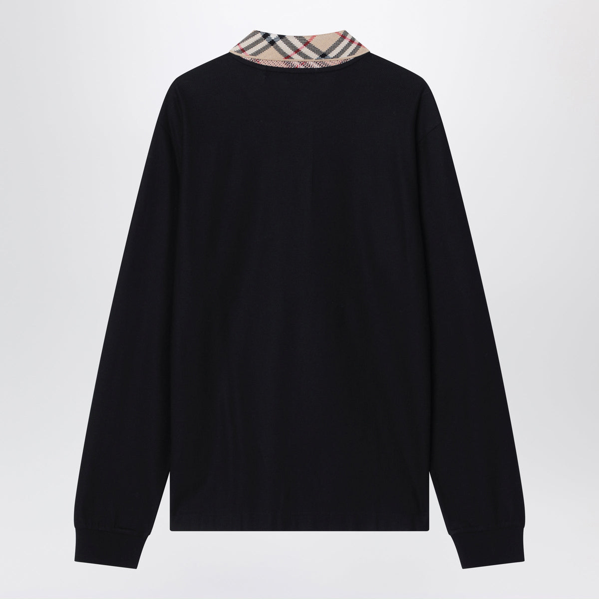 Burberry Black Long-Sleeved Cotton Polo Shirt Men BURBERRY
