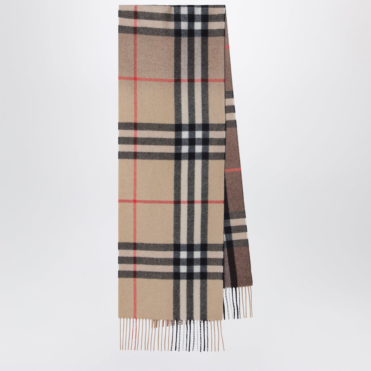 Burberry Beige Cashmere Scarf With Archive Check Pattern Men BURBERRY