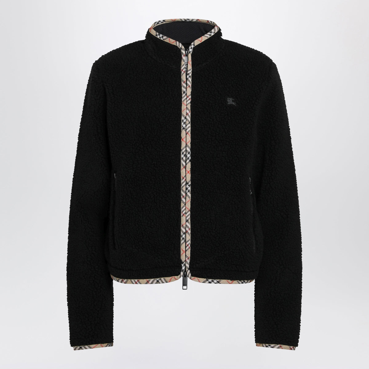 Burberry Black Zip-Up Jacket In Teddy-Effect Fleece Women BURBERRY