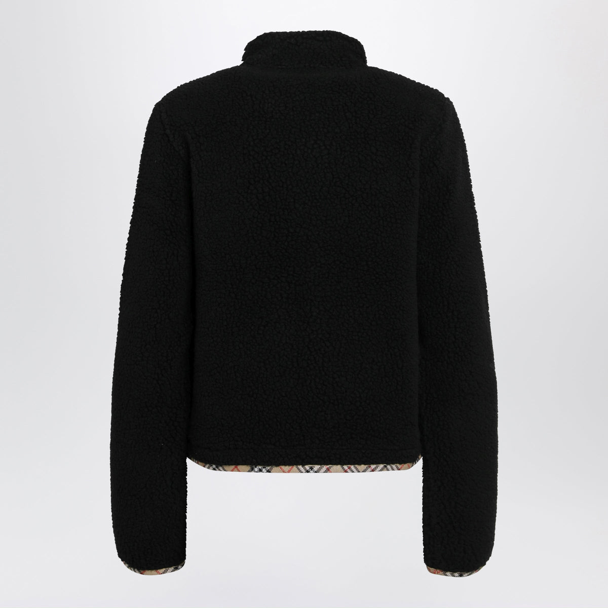 Burberry Black Zip-Up Jacket In Teddy-Effect Fleece Women BURBERRY