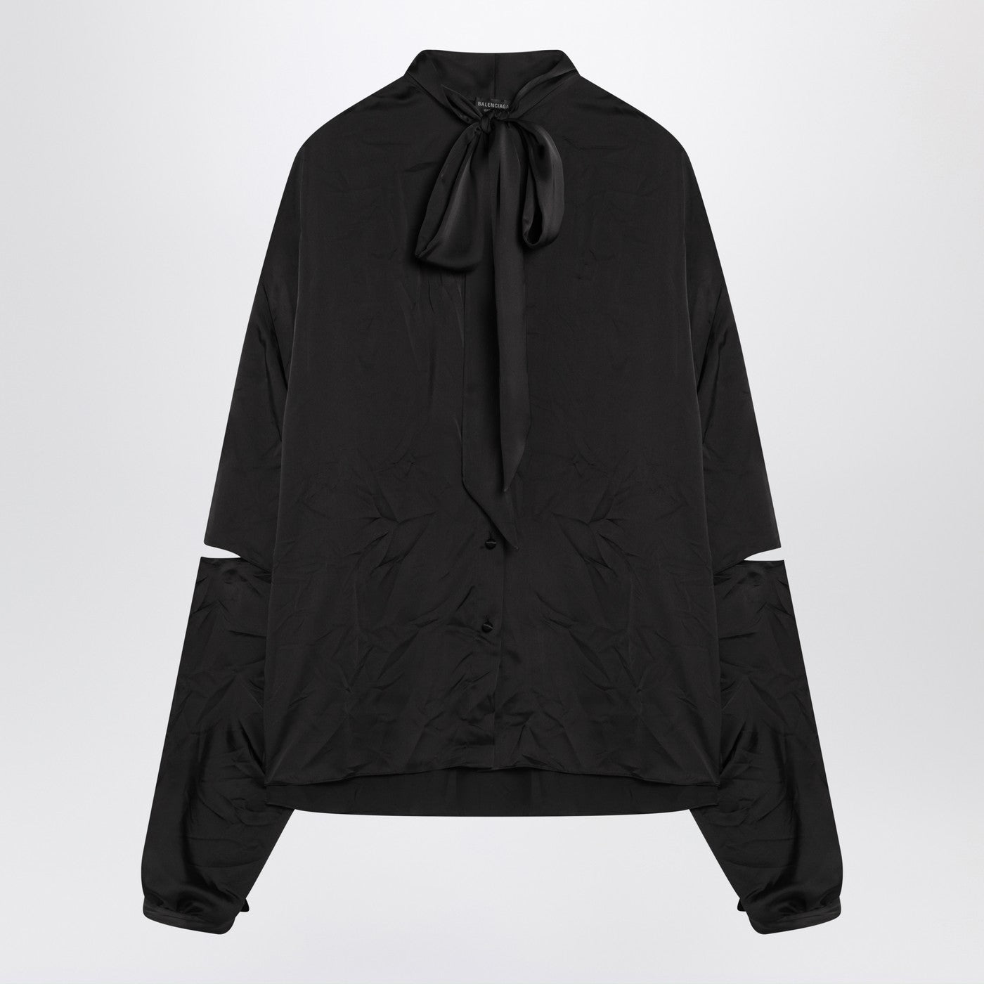Balenciaga Black Satin Blouse With Bow Women BALENCIAGA