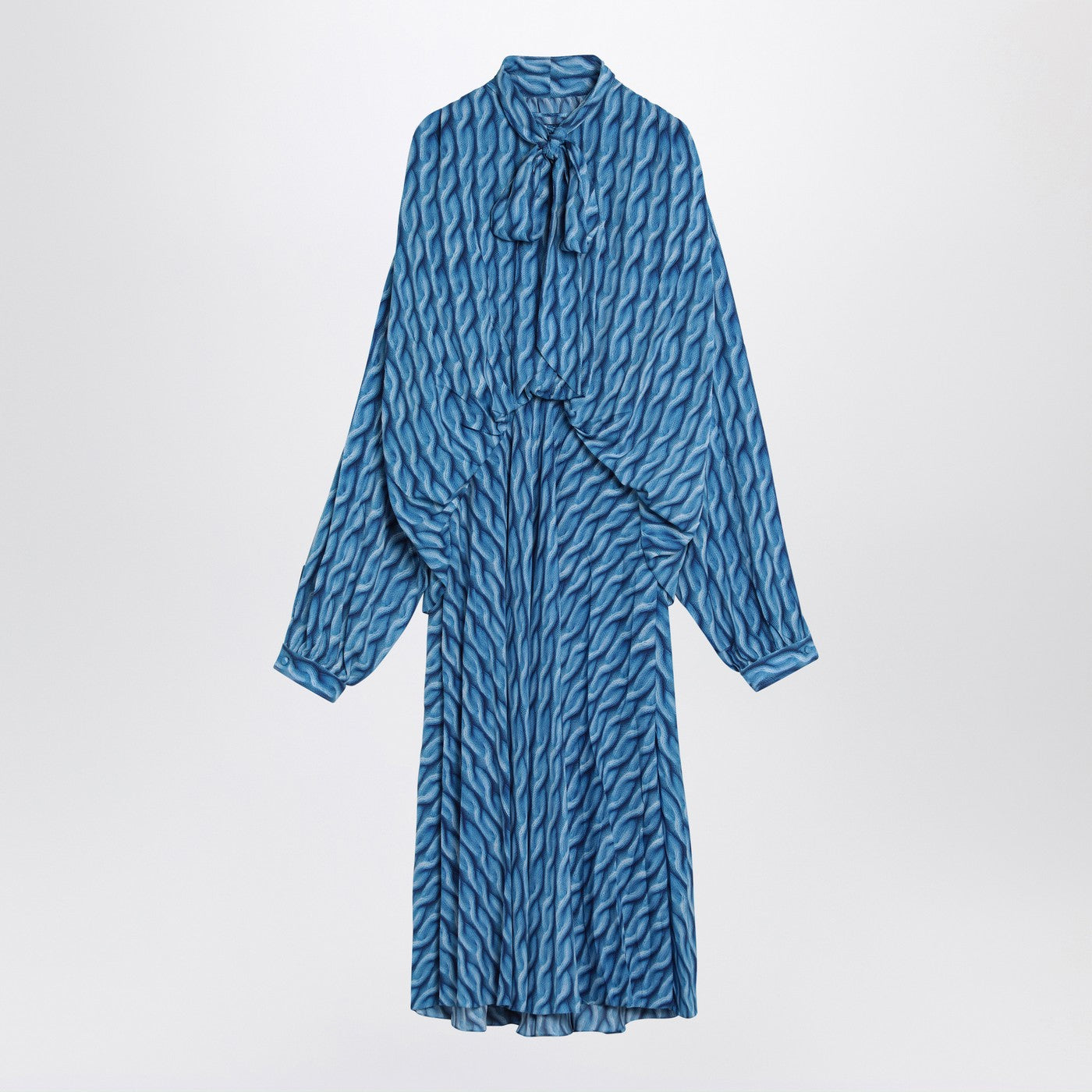 Balenciaga Midi Dress With Bow And Blue Print Women BALENCIAGA
