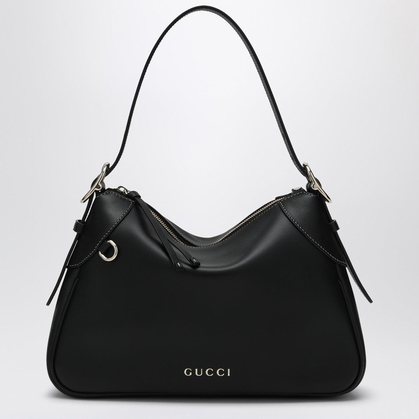 Gucci Gg Emblem Medium Black Shoulder Bag Women GUCCI