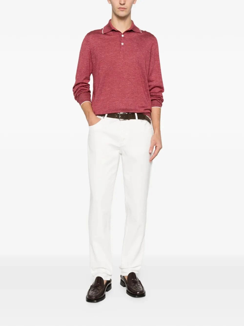 Brunello Cucinelli Men Long Sleeve Polo BRUNELLO CUCINELLI