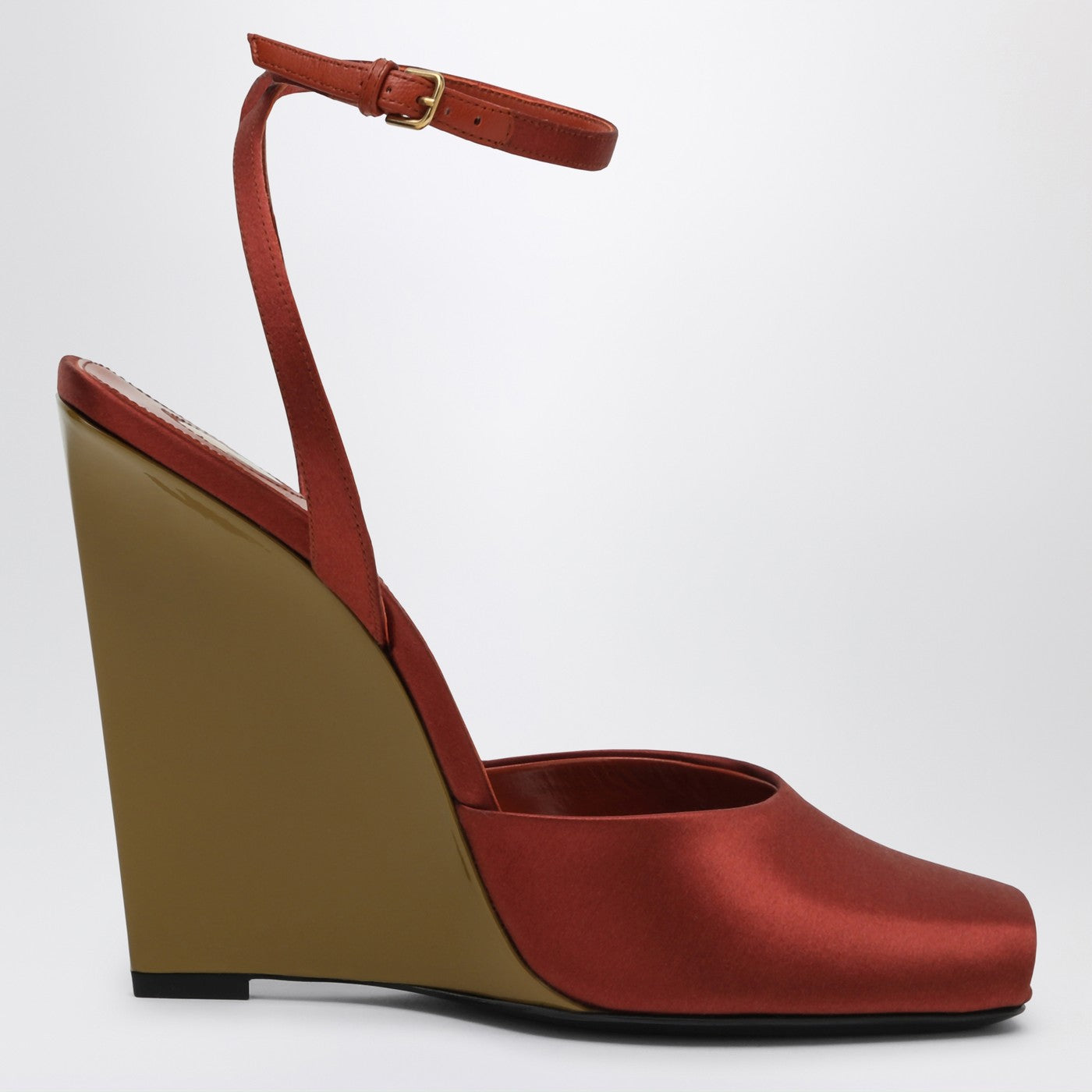 Saint Laurent Zeppe La Scandale In Satin Rust Color Women SAINT LAURENT
