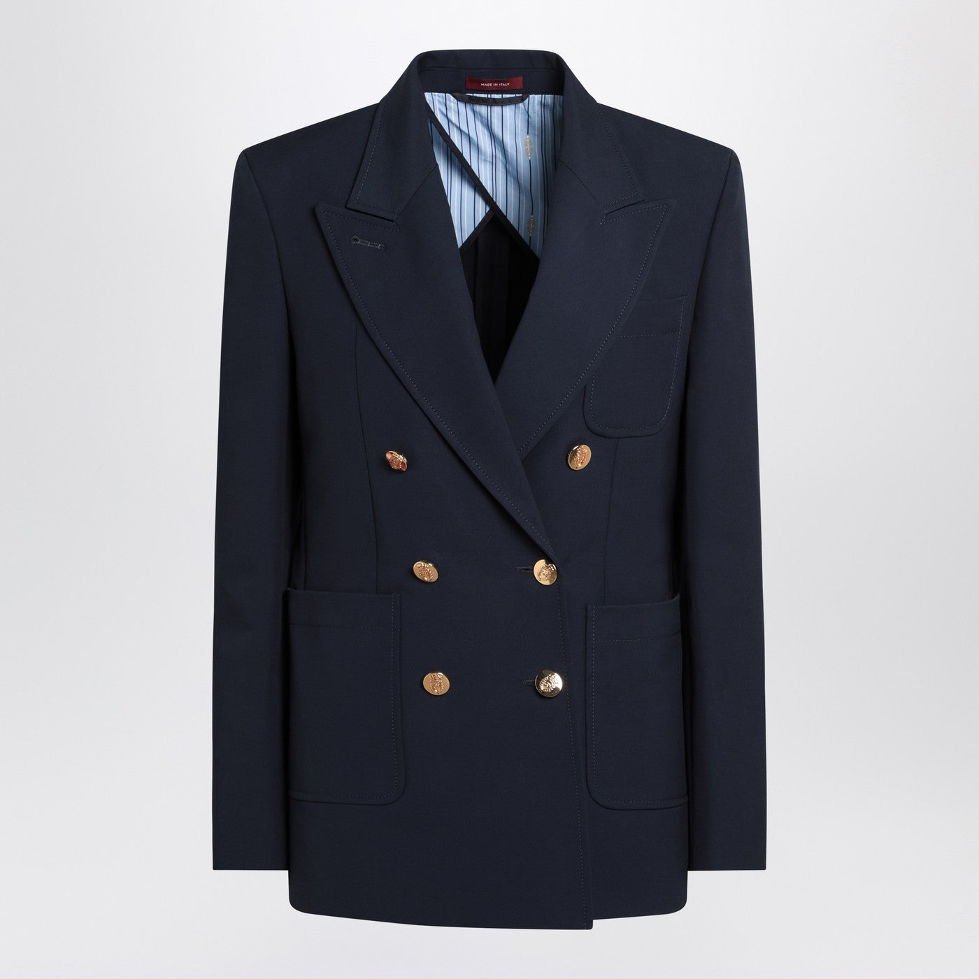 Gucci Double-Breasted Blue Jacket In Cotton Women GUCCI