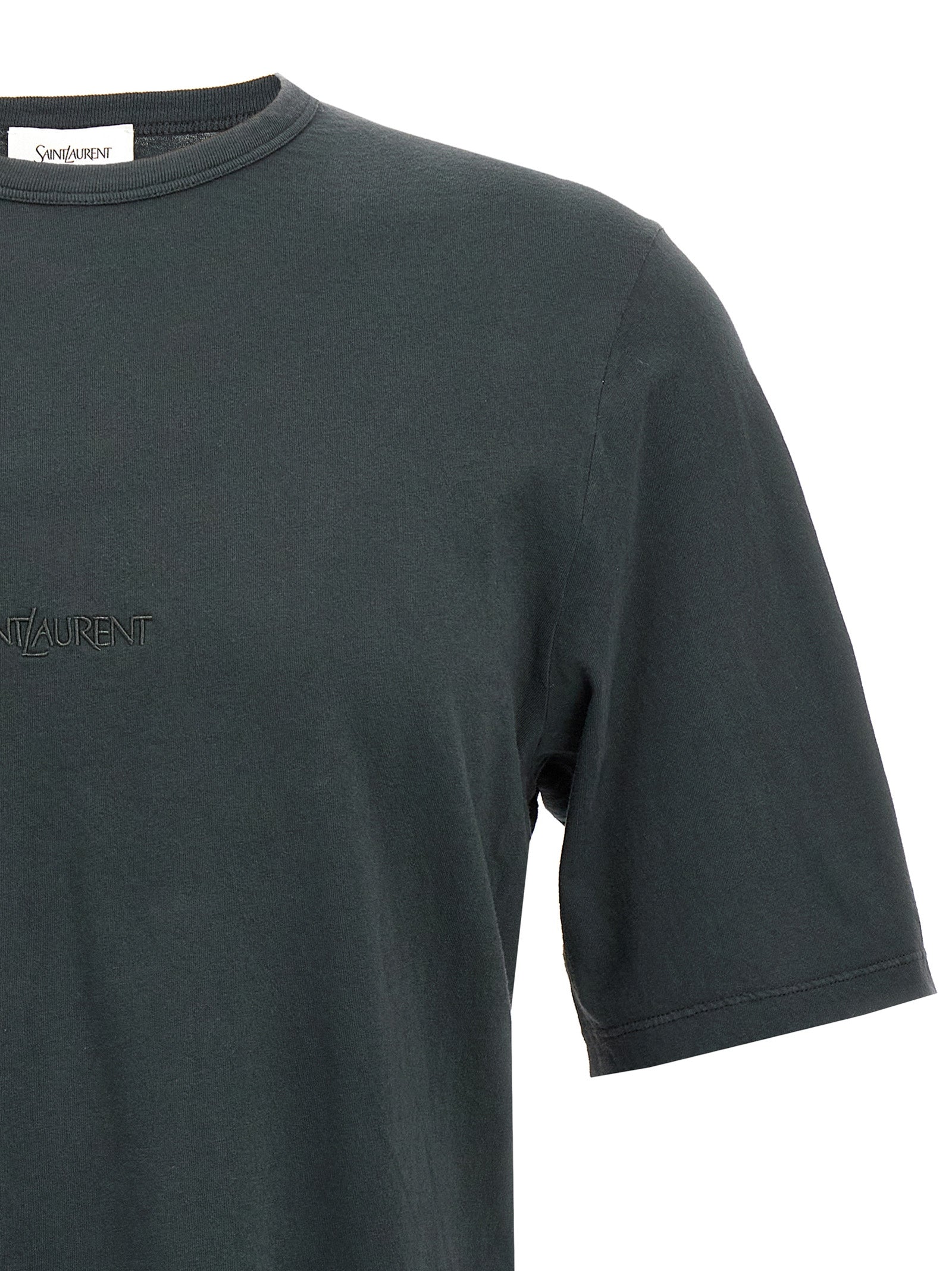 Saint Laurent Men Logo Embroidery T-Shirt SAINT LAURENT