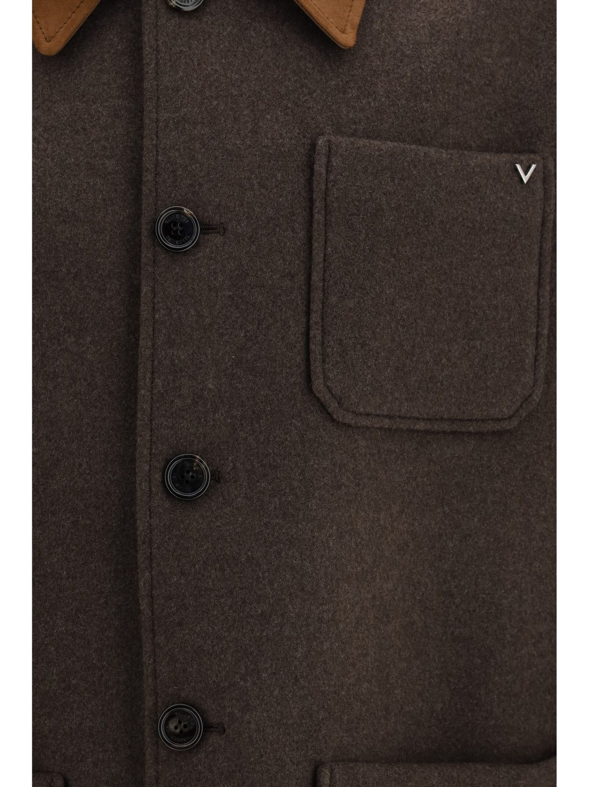 Valentino Men Wool Jacket With Suede Collar VALENTINO