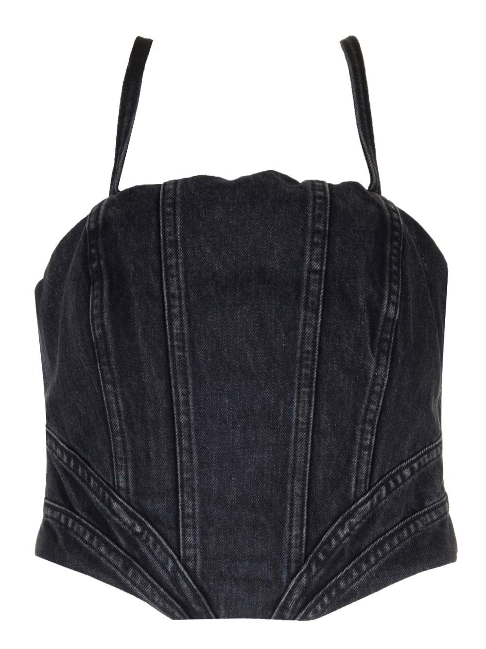 Amiri Women Faded Black Denim Corset AMIRI
