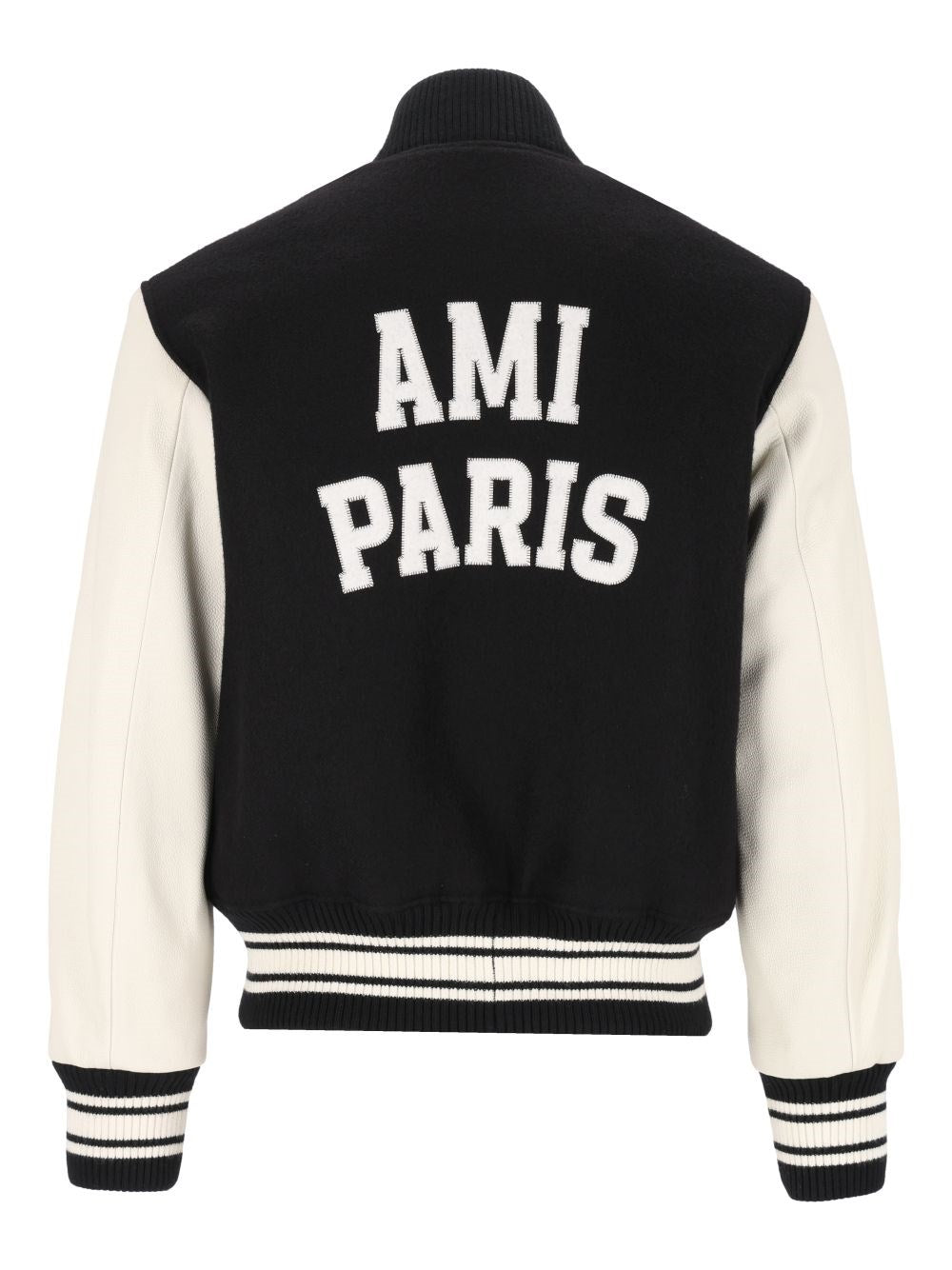 Ami Men Padded Wool And Leather Teddy Jacket AMI PARIS