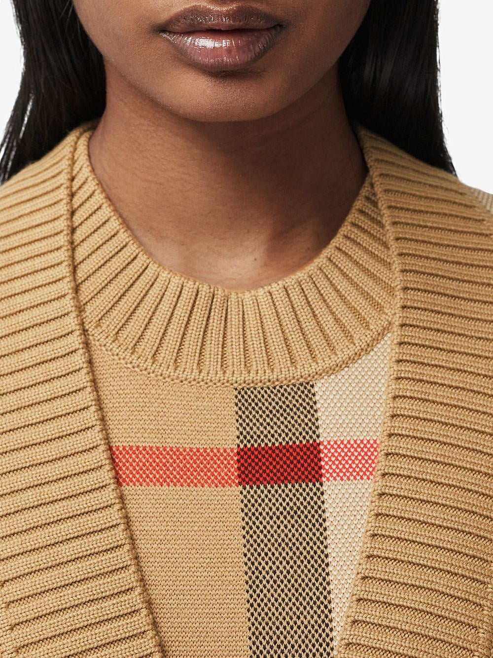 Burberry Women Check Wool Blend Cardigan BURBERRY