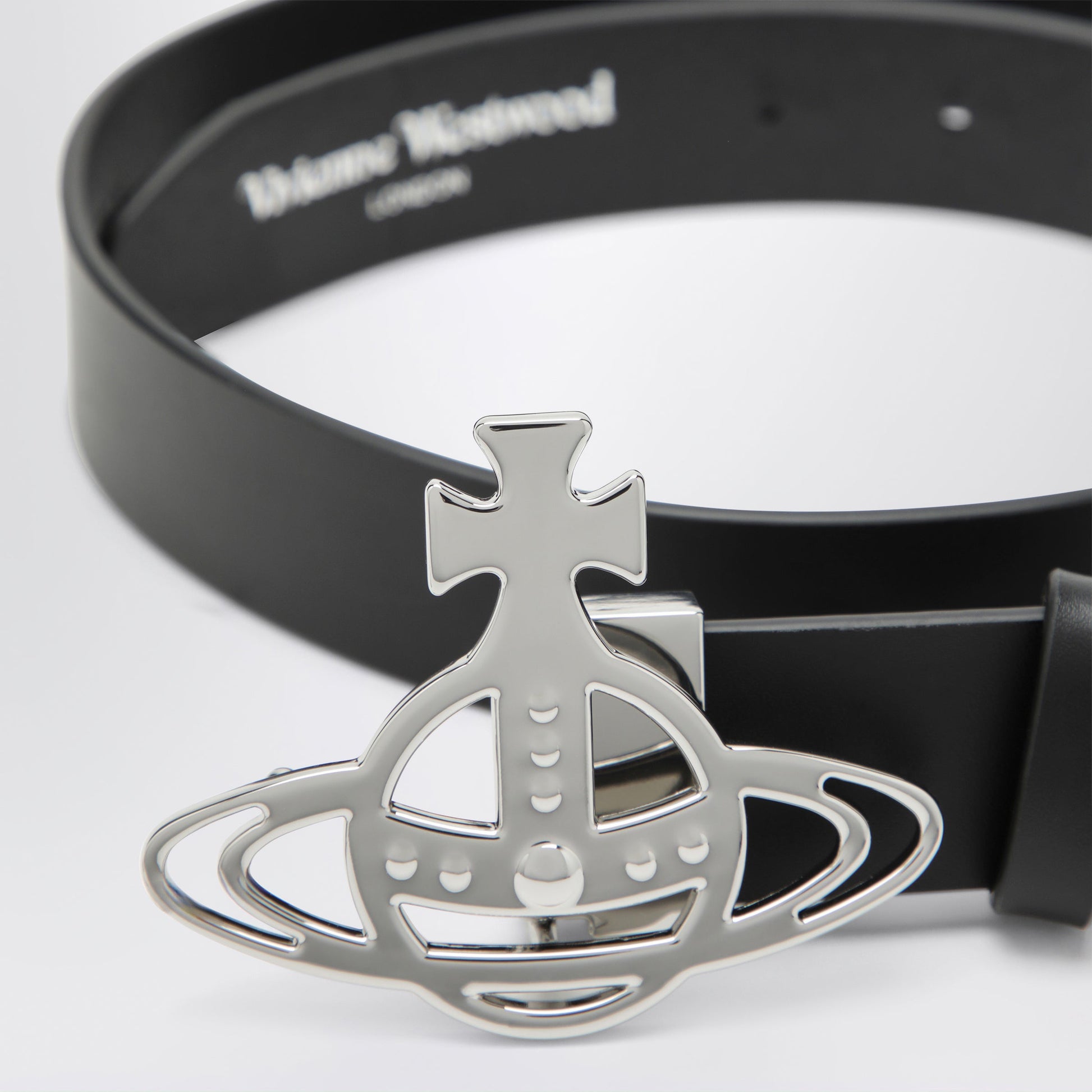 Vivienne Westwood Leather Belt With Orb Buckle In Black Women VIVIENNE WESTWOOD