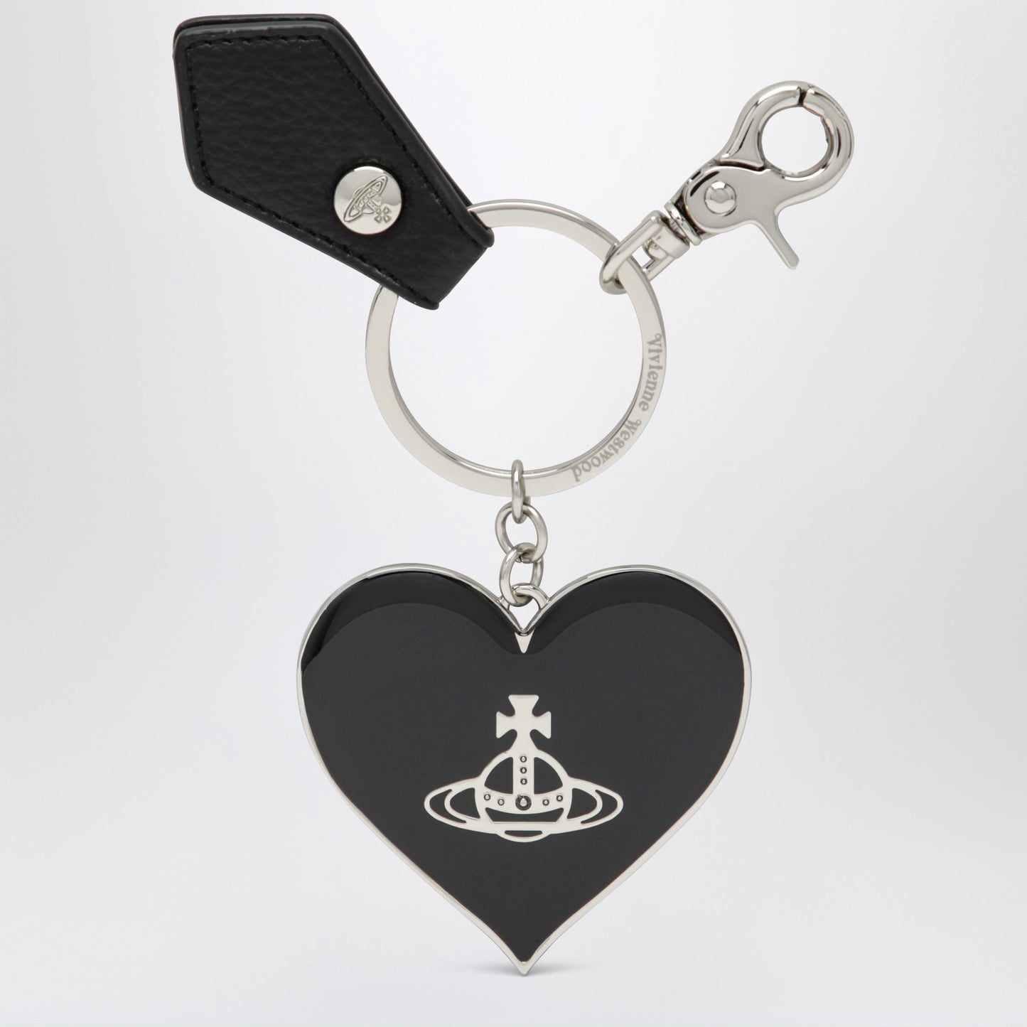 Vivienne Westwood Mirror Heart Orb Heart Keyring In Iron, Black Women VIVIENNE WESTWOOD