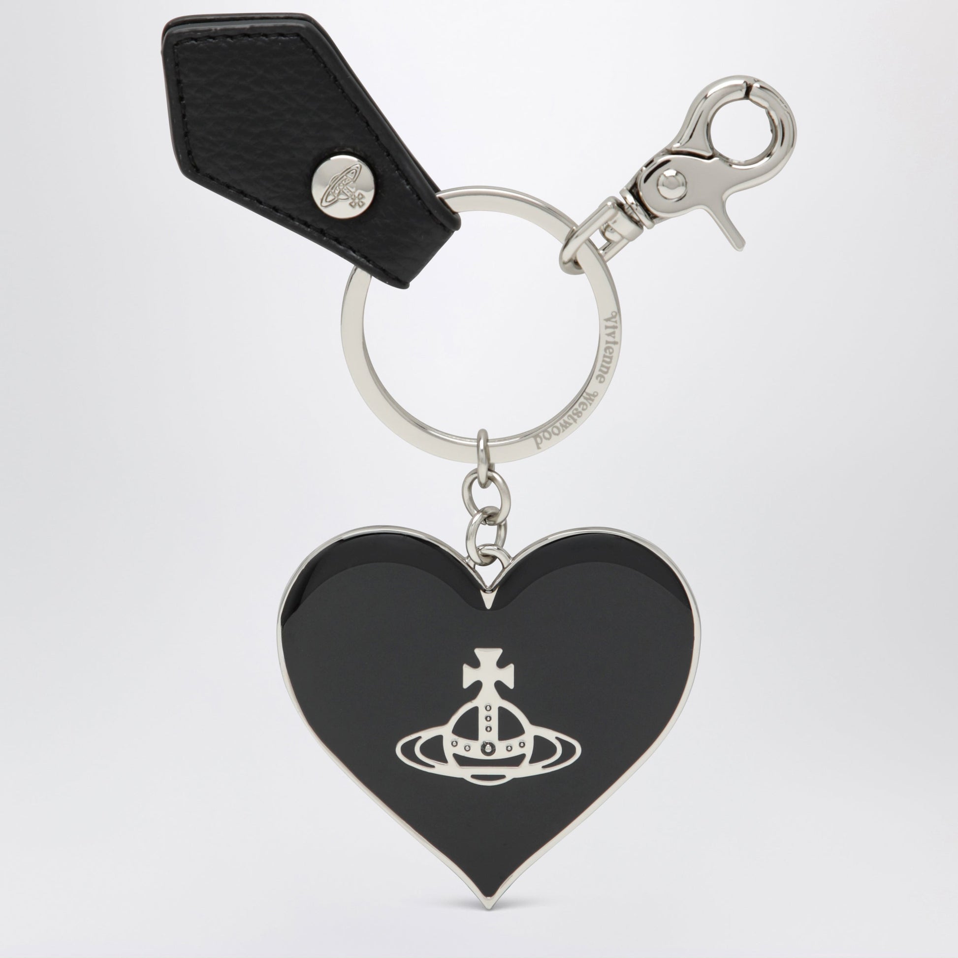 Vivienne Westwood Mirror Heart Orb Heart Keyring In Iron, Black Women VIVIENNE WESTWOOD