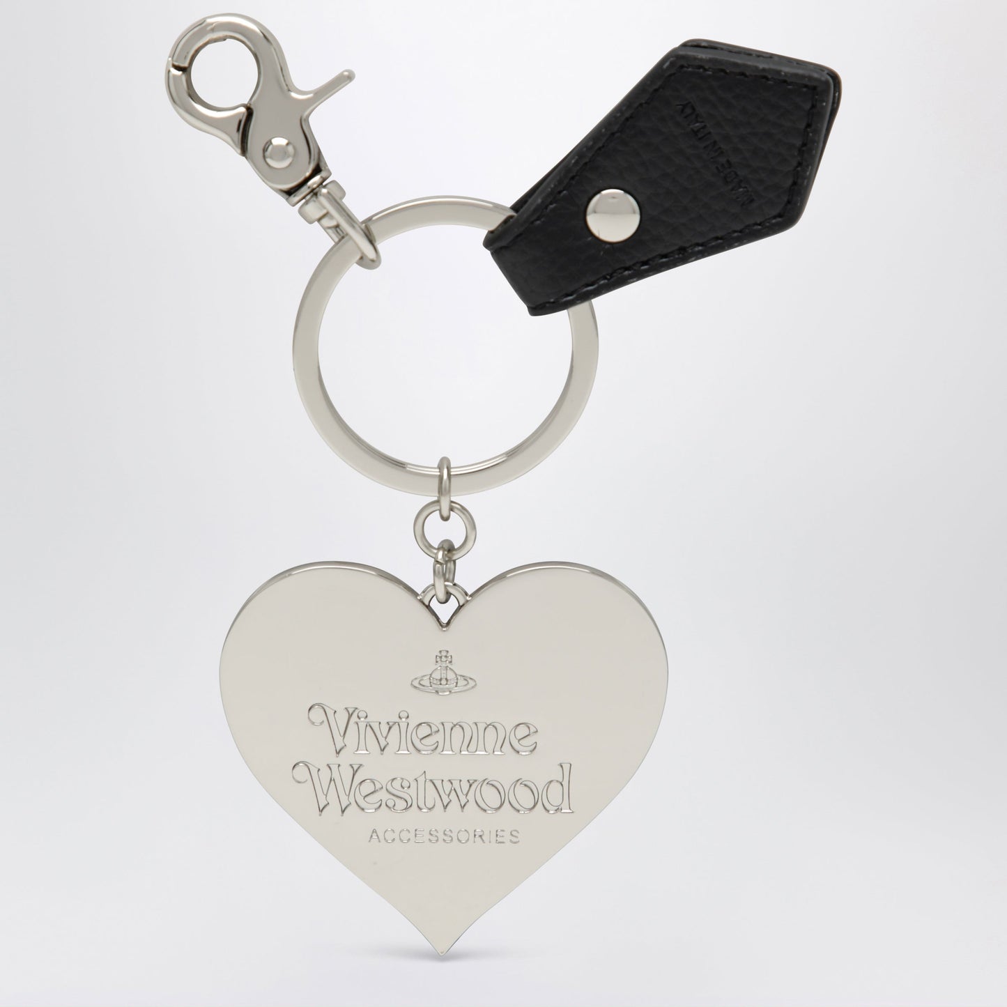 Vivienne Westwood Mirror Heart Orb Heart Keyring In Iron, Black Women VIVIENNE WESTWOOD
