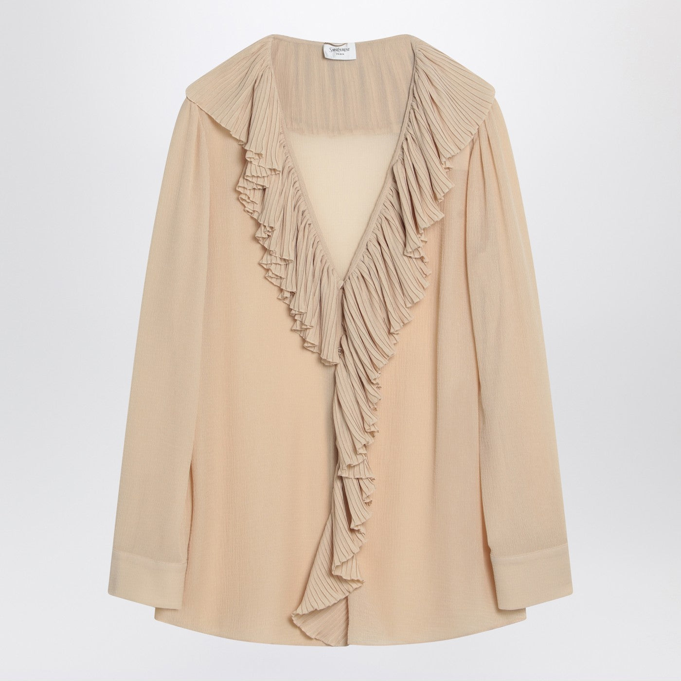 Saint Laurent Beige Ruffled Blouse In Silk Women SAINT LAURENT