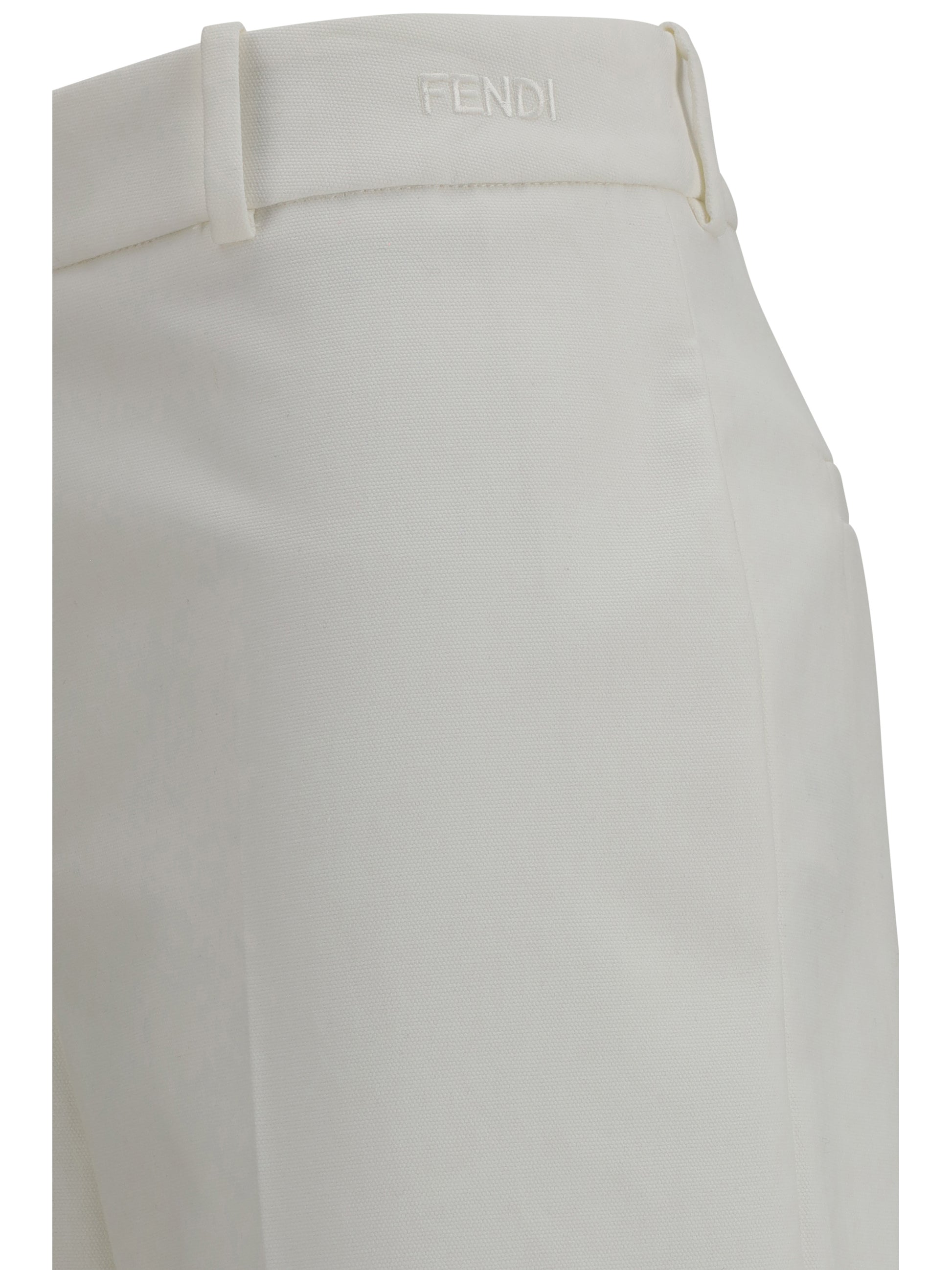 Fendi Women Pants In Cotton With Embroidered Logo FENDI