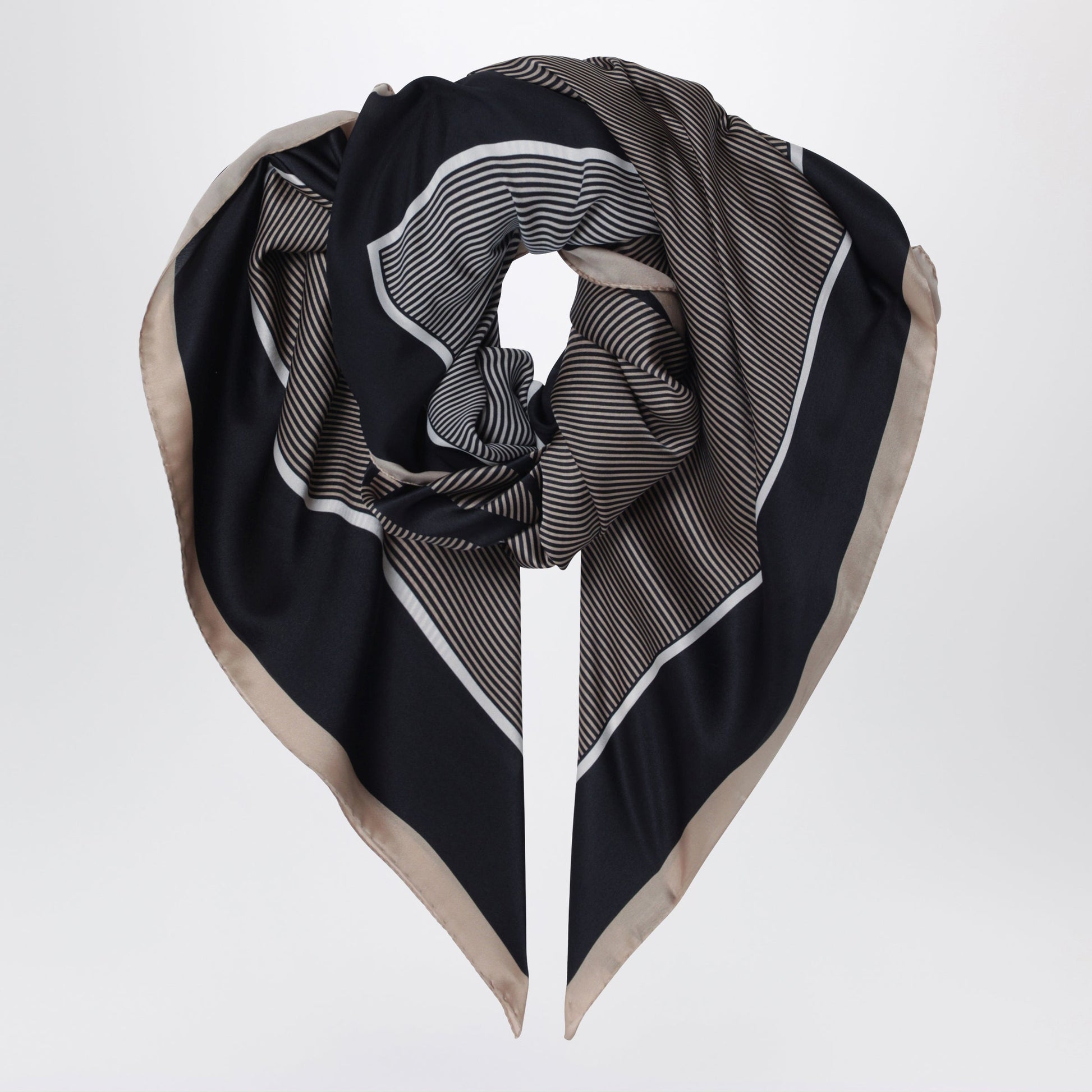 Saint Laurent Cassandre Striped Silk Charmeuse Stole, Navy/Ivory Women SAINT LAURENT