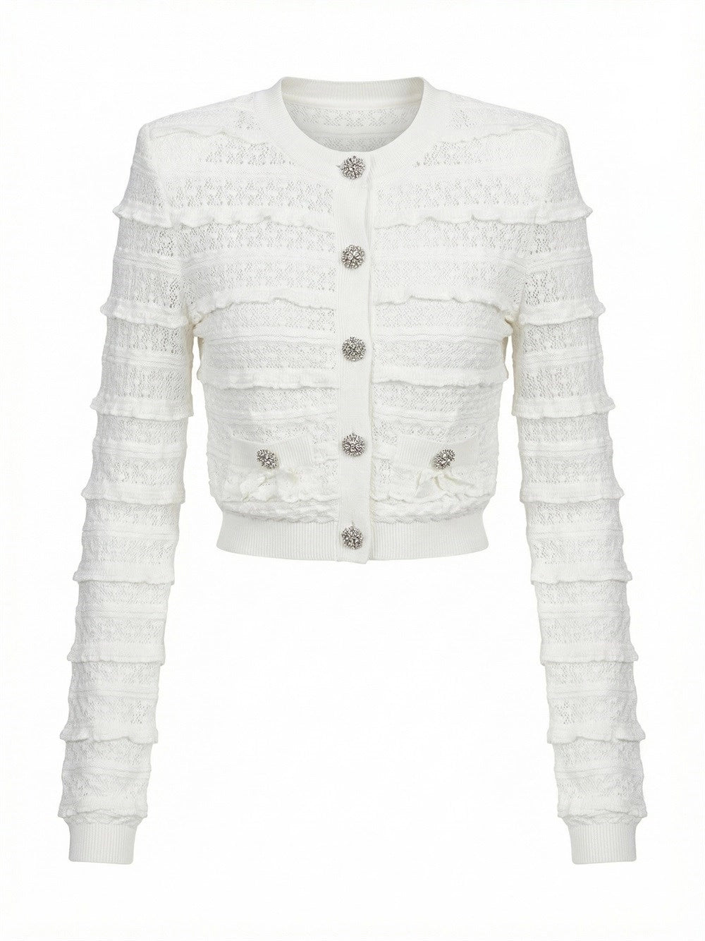Self-Portrait Women Pointelle Diamante Cardigan SELF-PORTRAIT