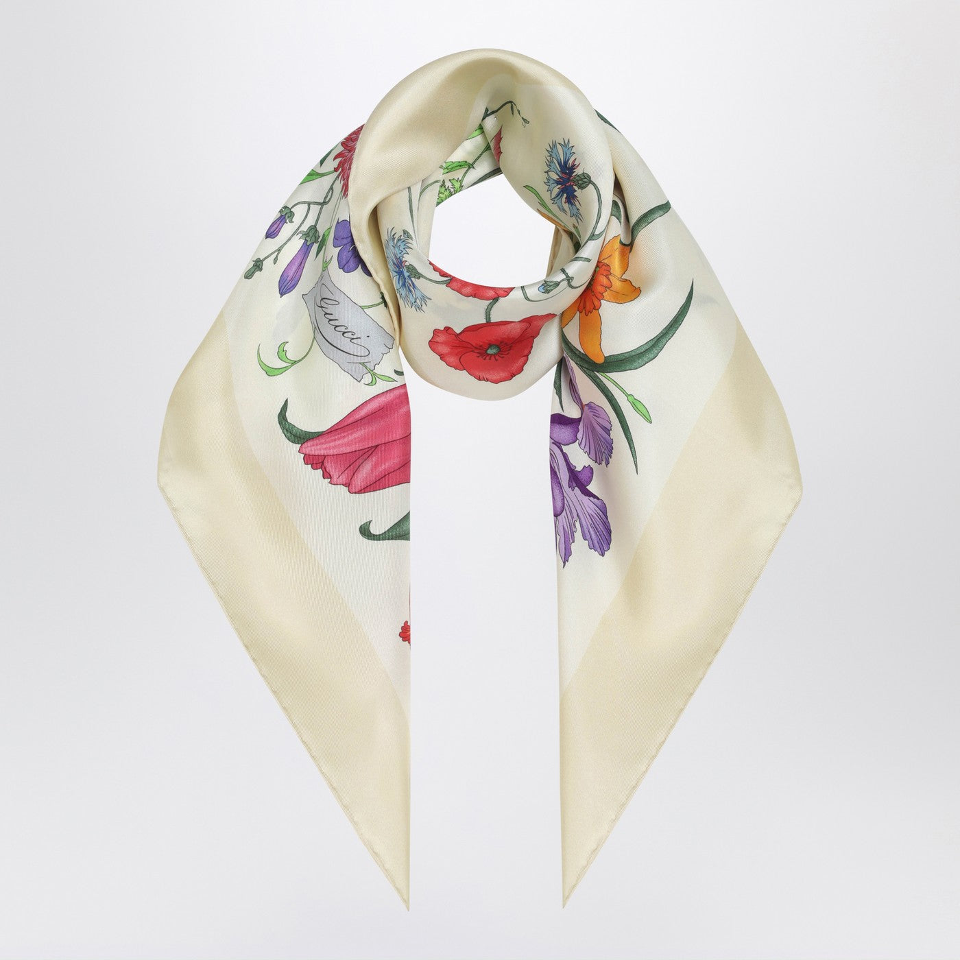 Gucci Yellow Printed Silk Twill Scarf Women GUCCI