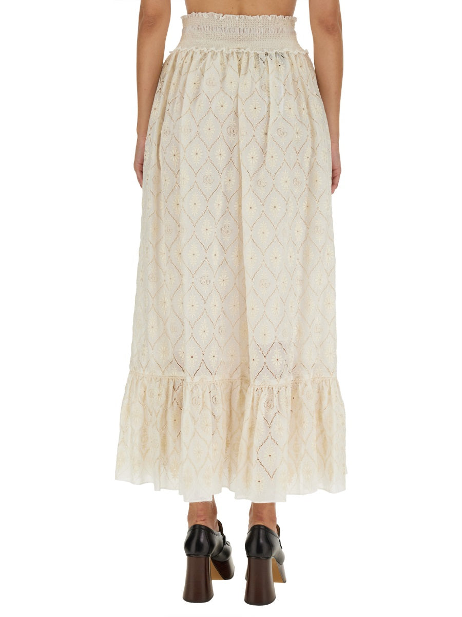 Gucci Women Floral Broderie Anglaise Skirt GUCCI