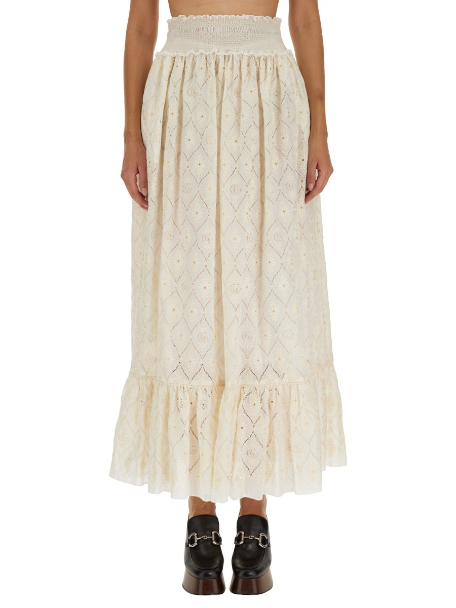 Gucci Women Floral Broderie Anglaise Skirt GUCCI