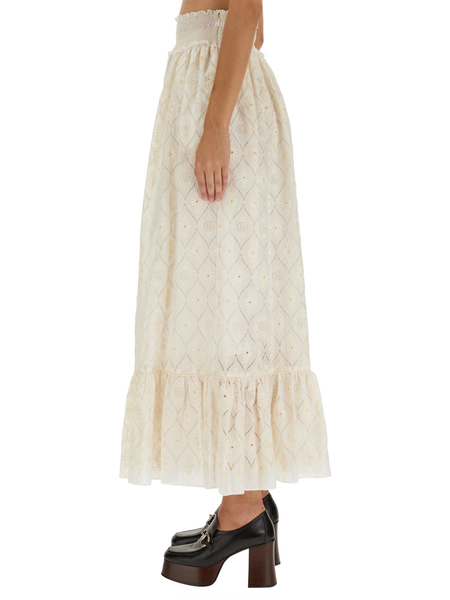 Gucci Women Floral Broderie Anglaise Skirt GUCCI
