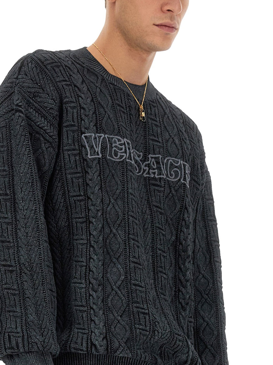 Versace Men Knit With Greek Braid Work VERSACE