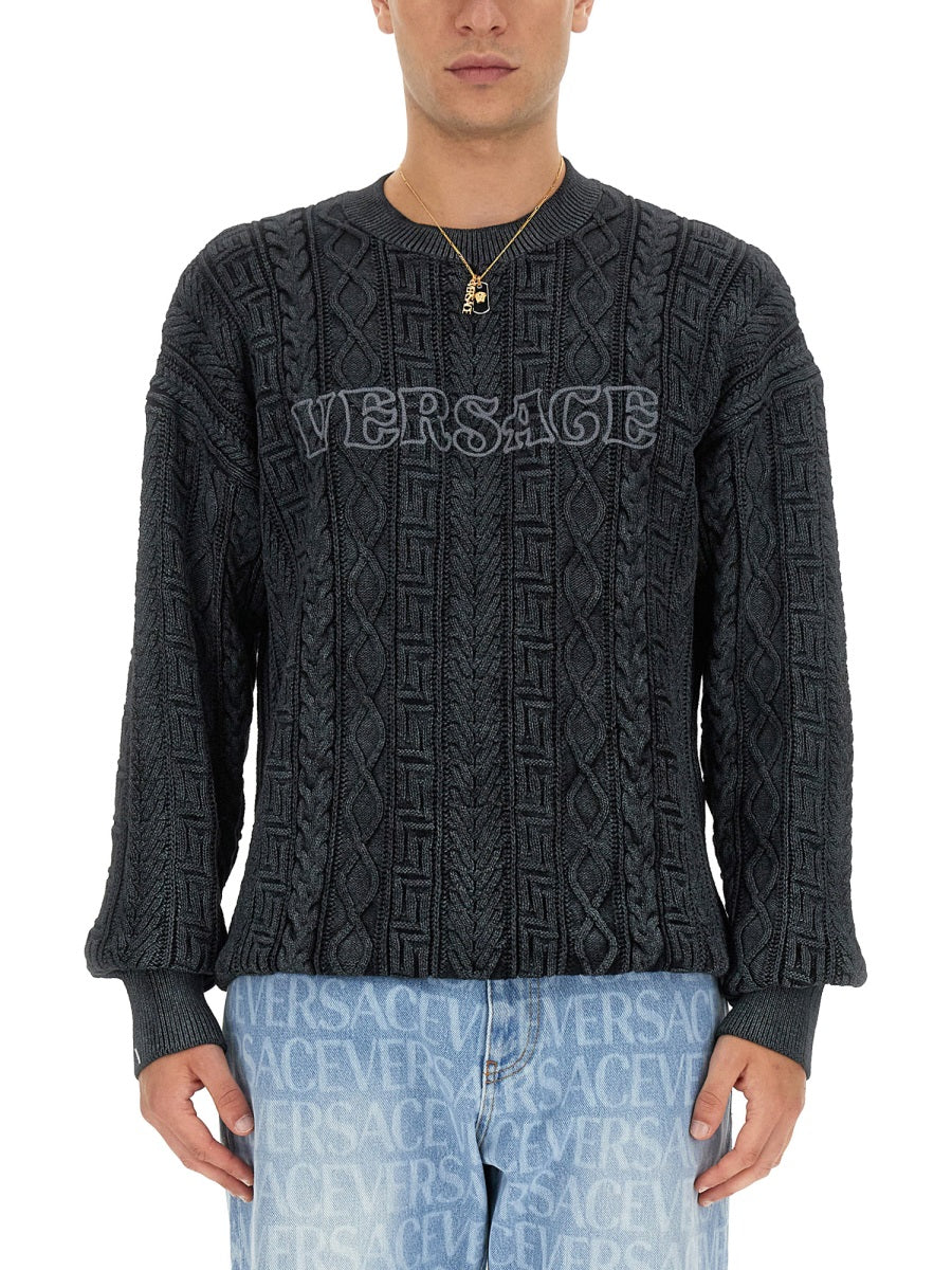 Versace Men Knit With Greek Braid Work VERSACE