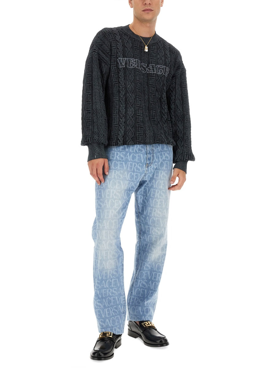 Versace Men Knit With Greek Braid Work VERSACE