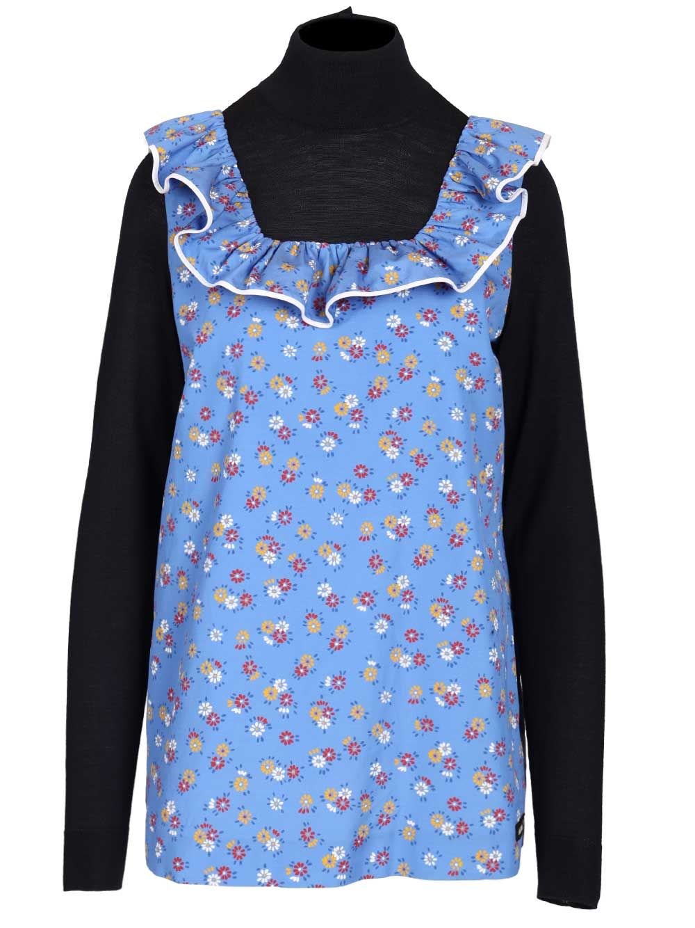 Miu Miu Women Poplin And Wool Sweater MIU MIU