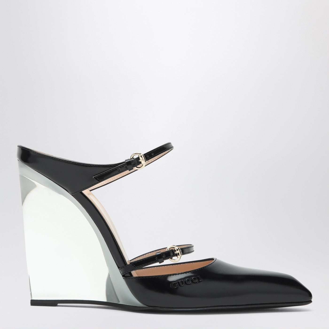 Gucci Black Sabots With Transparent Wedge Women GUCCI