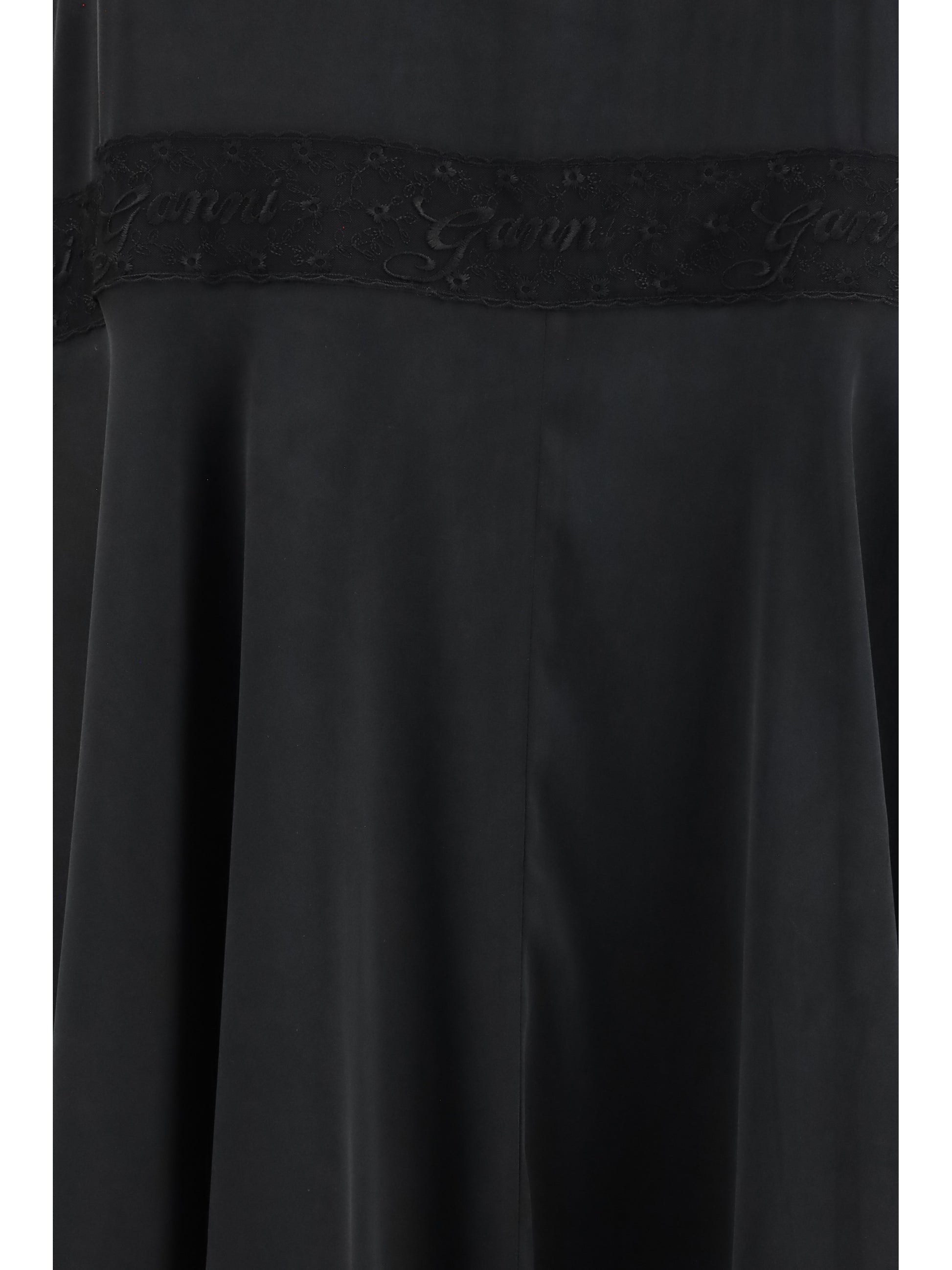Ganni Women Silk Maxi Dress With Lace Details GANNI
