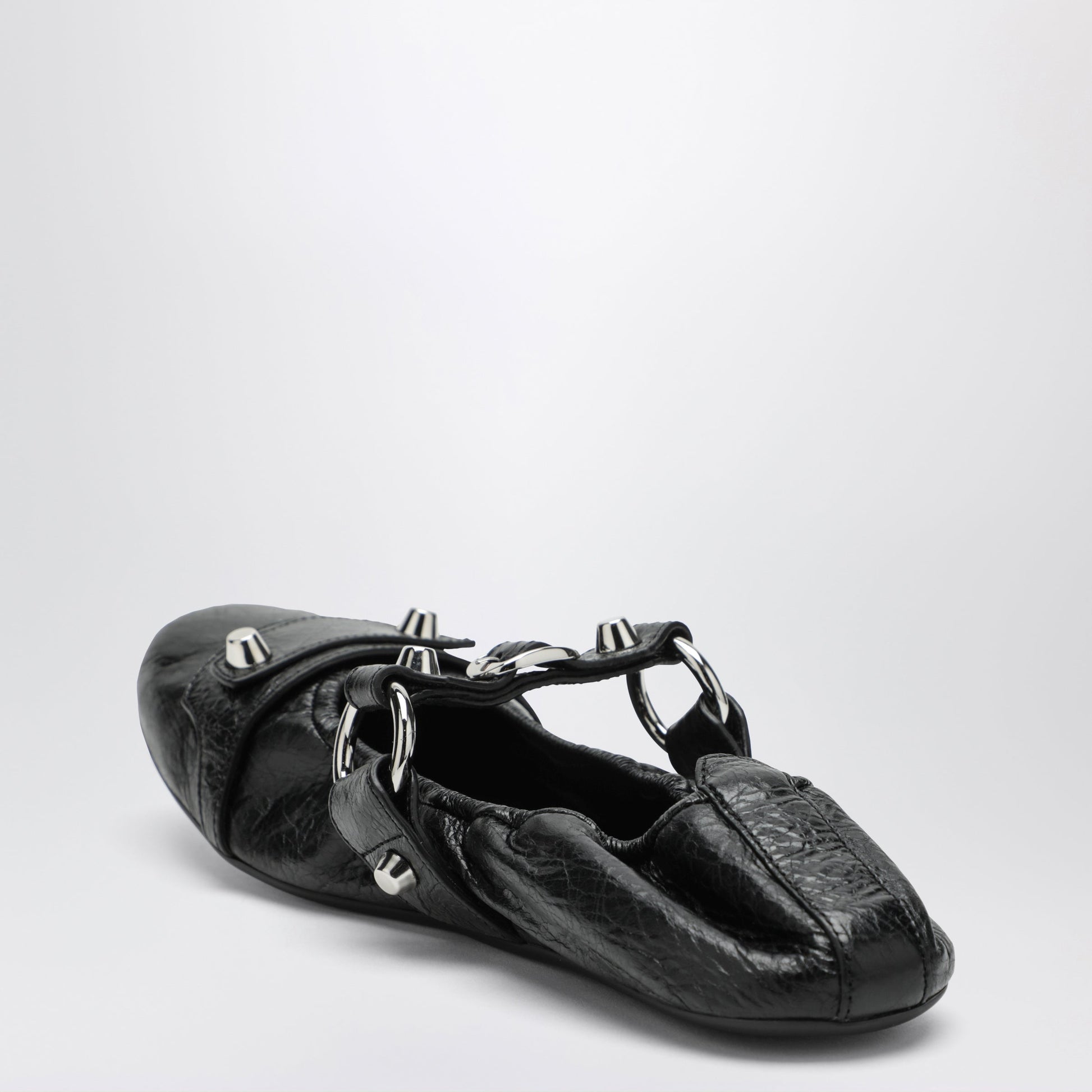 Balenciaga City Black Ballet Flats In Arena Lambskin Leather Women BALENCIAGA